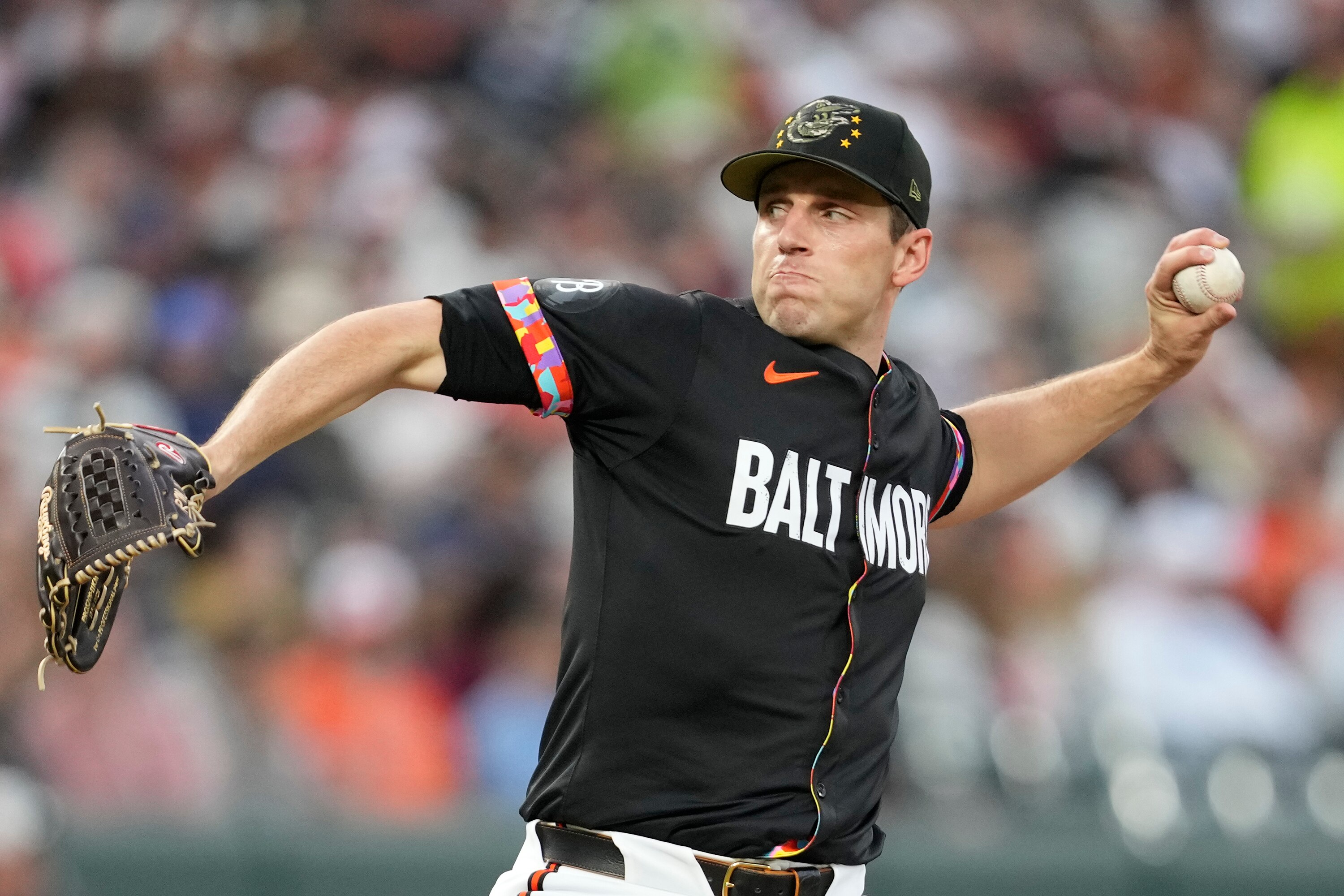 John Means #47 of the Baltimore Orioles pitches in the third inning during a baseball game against the Seattle Mariners at Oriole Park at Camden Yards on May 17, 2024, in Baltimore.