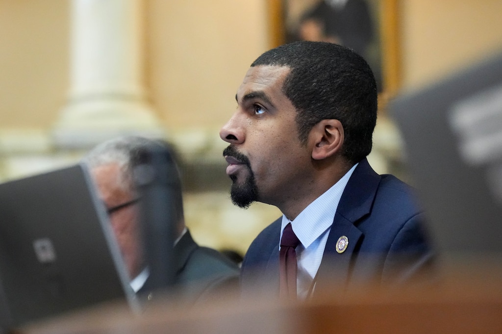 Del. Caylin Young, a Baltimore City Democrat, listens during floor debate on crossover day at the Maryland State House in Annapolis, Md. on Monday, March 17, 2025. Any bill not passed by either the House or Senate by midnight on crossover day is likely defeated for the 2025 session.