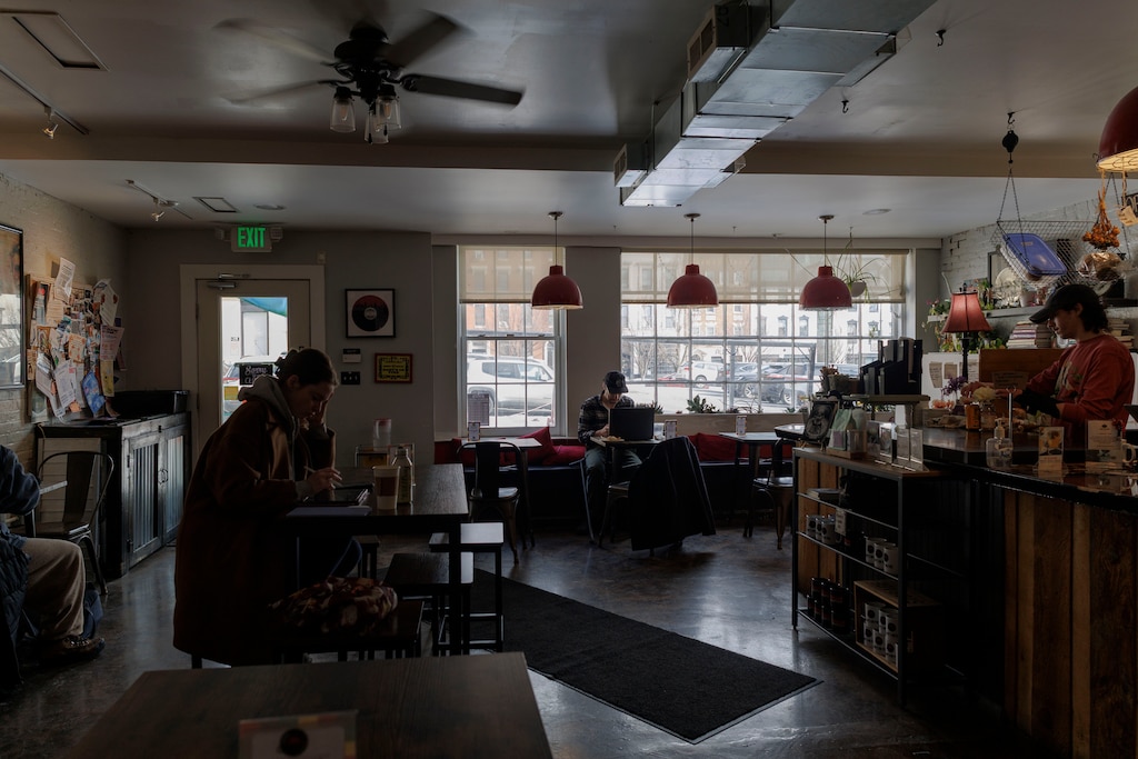 Thursday, Feb. 12, 2026, in Baltimore , MD— Inside Baby’s on Fire, a cafe in Mount Vernon.