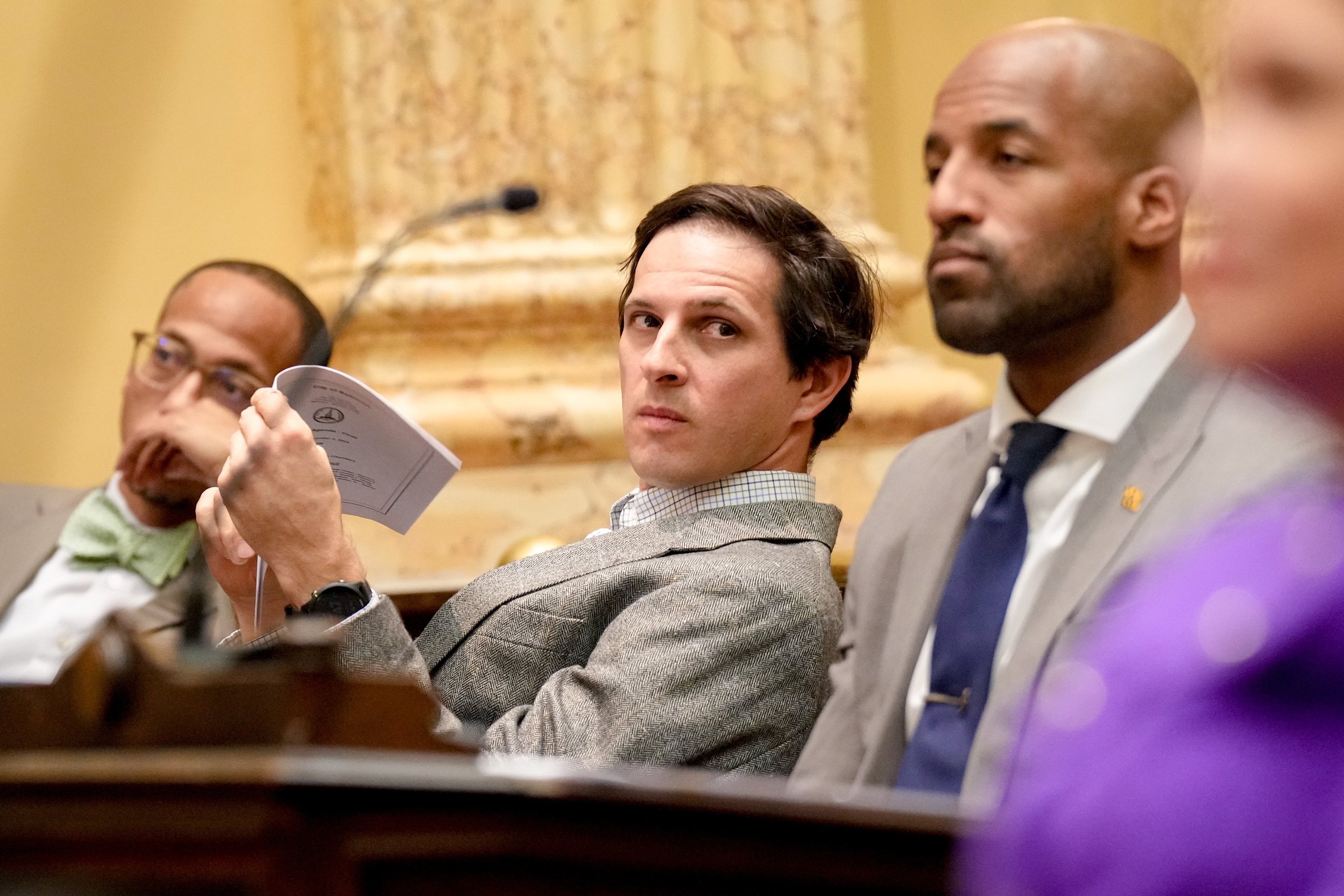 Councilman Ryan Dorsey at a meeting last December. Dorsey is the architect of the bill, which allows for more housing on many single-family properties and is getting resistance from residents and City Council members.