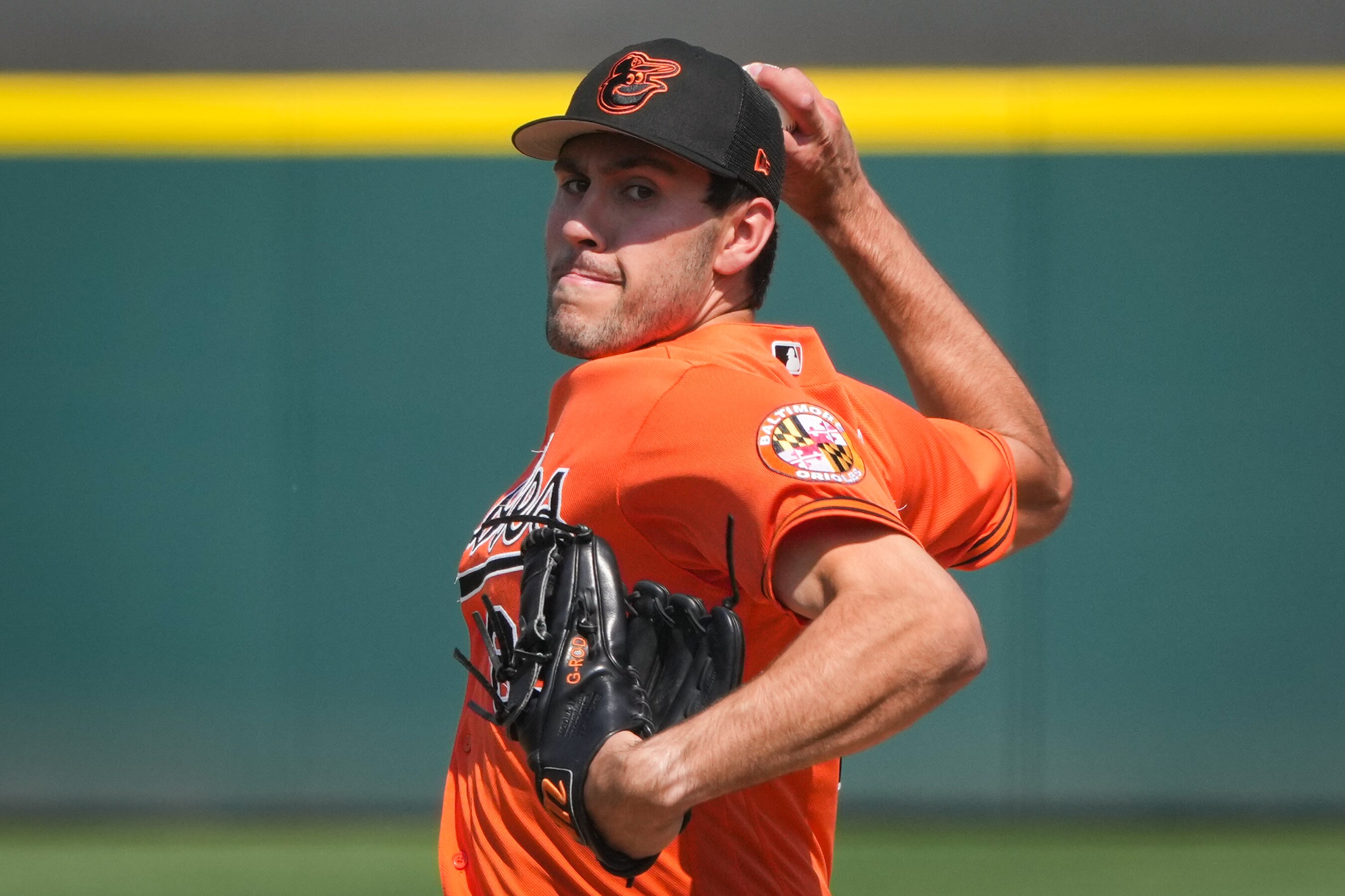 Grayson Rodriguez (85) delivers a pitch at Publix Field at Joker Marchant Stadium in the first inning of a game against the Tigers on 3/2/23. The Baltimore Orioles lost to the Detroit Tigers, 10-3, in the Florida Grapefruit League matchup.