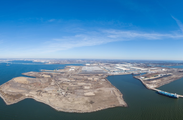 An aerial view of Coke Point, the proposed site of the Sparrows Point Container Terminal.