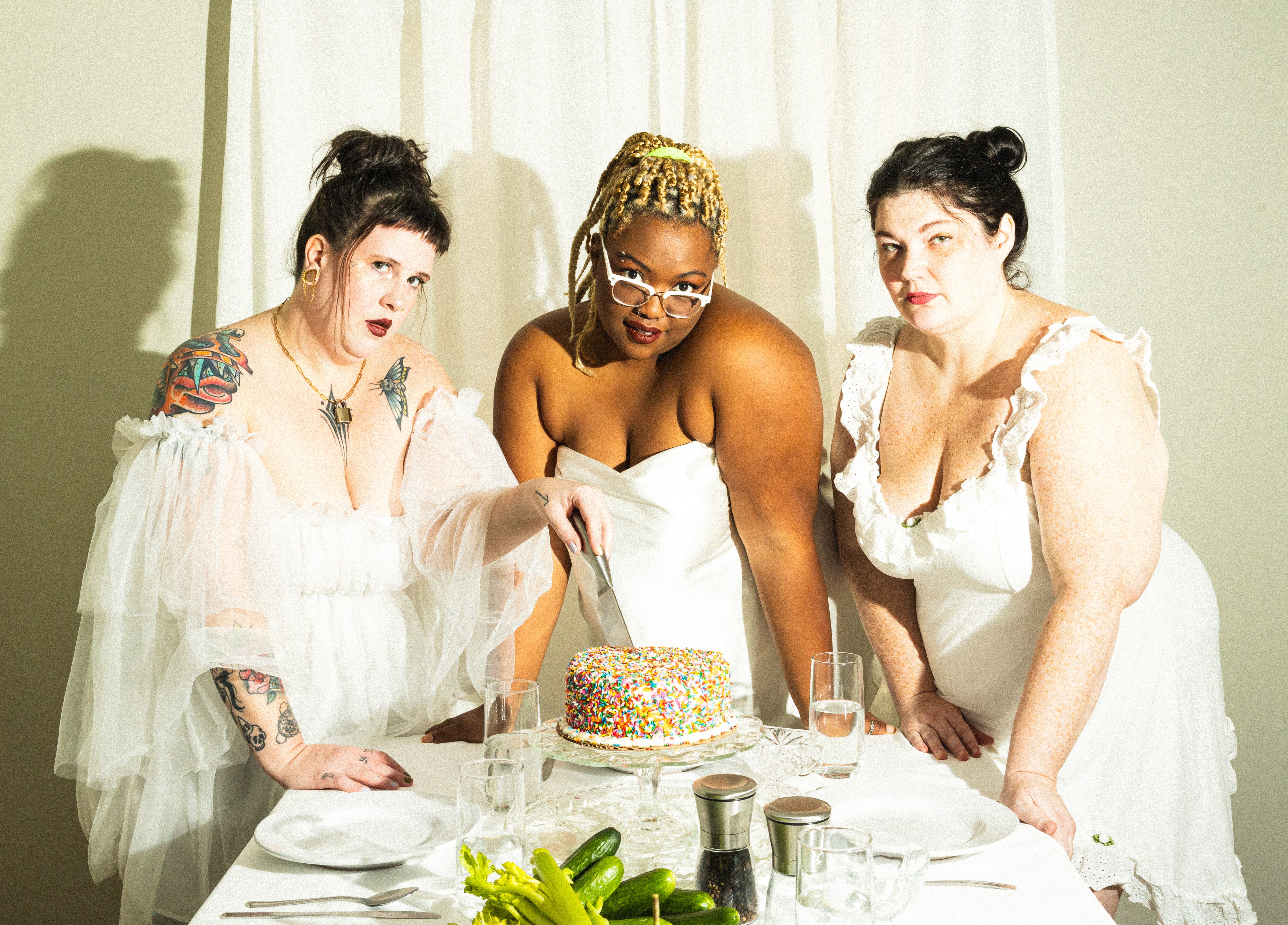 From left, Meghan Taylor, Vicky Graham and Betse Lyons are the stars of “I Will Eat You Alive.”