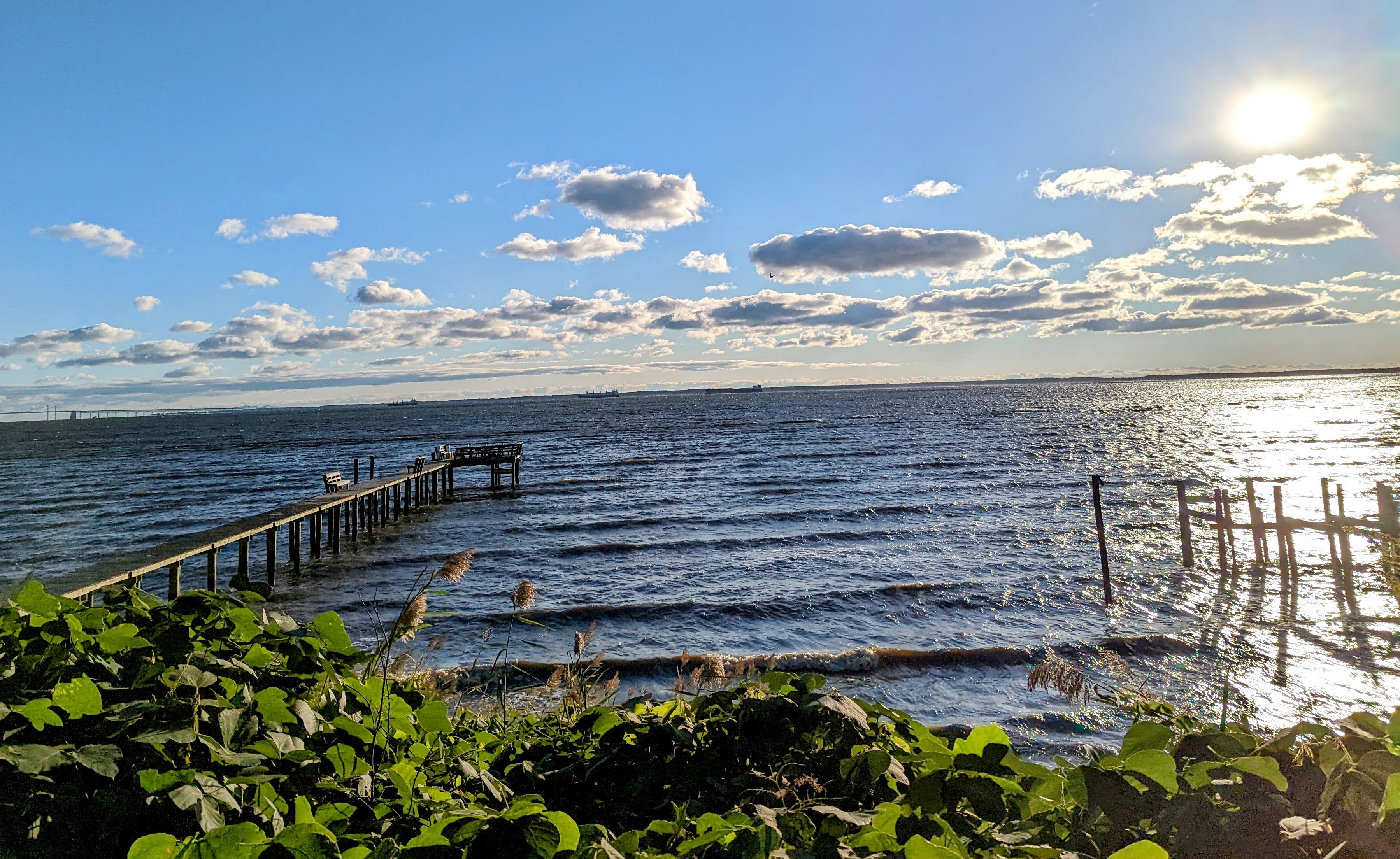 Annapolis Roads just south of the Chesapeake Bay is where ships headed into the Port of Baltimore  wait for an open pier.