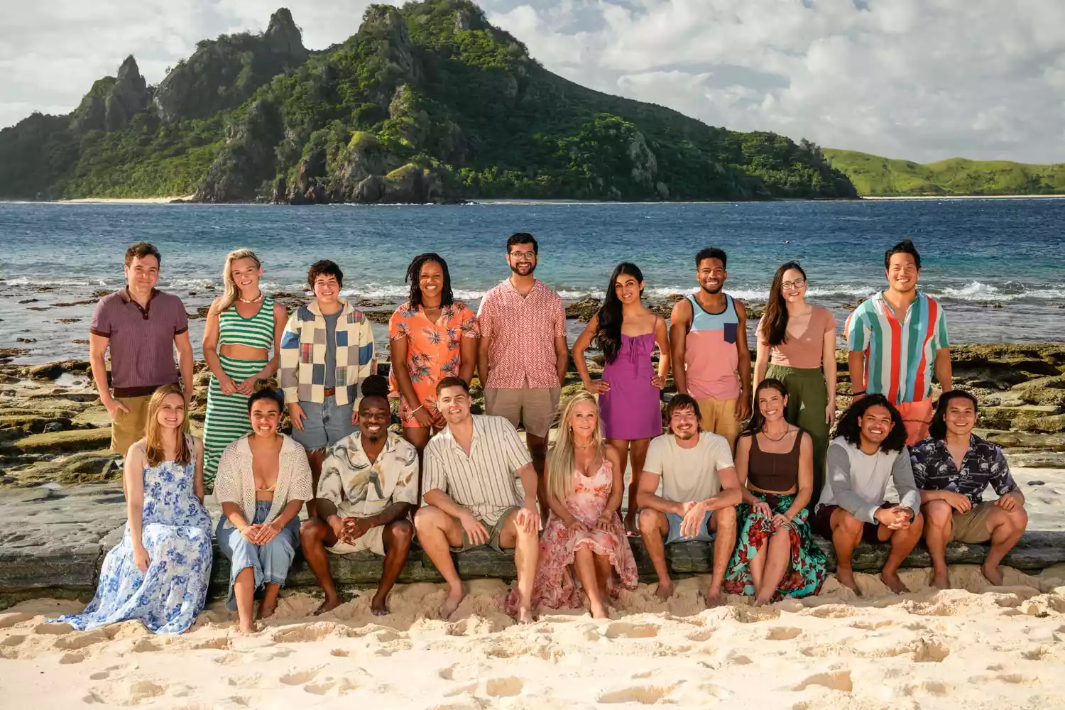 Maryland’s Terran “TK” Foster, third from the left in the front row, was the second person voted off the newest season of “Survivor.”