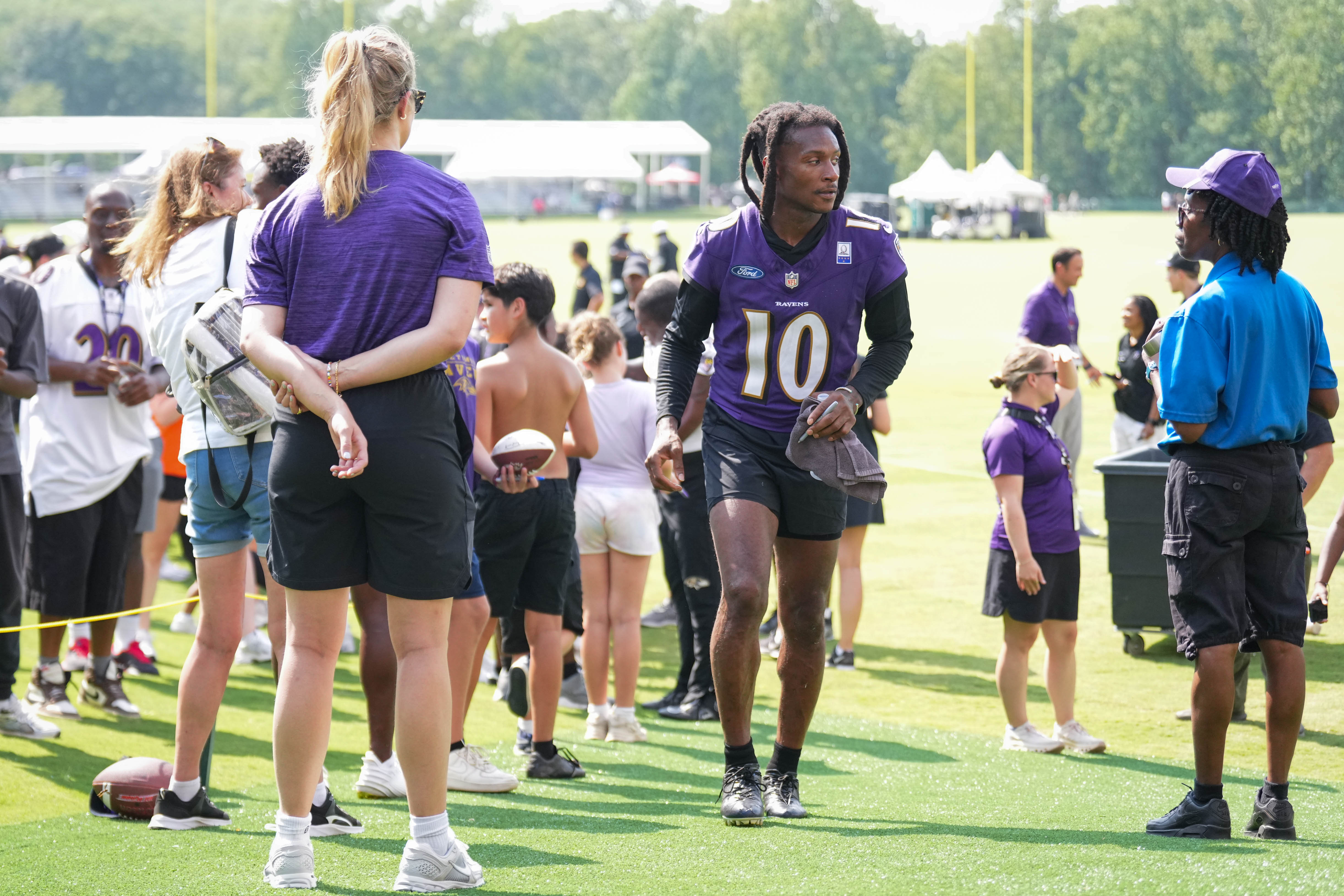 Wide receiver DeAndre Hopkins (10) walks back to the locker room following the team’s training camp practice on July 13.