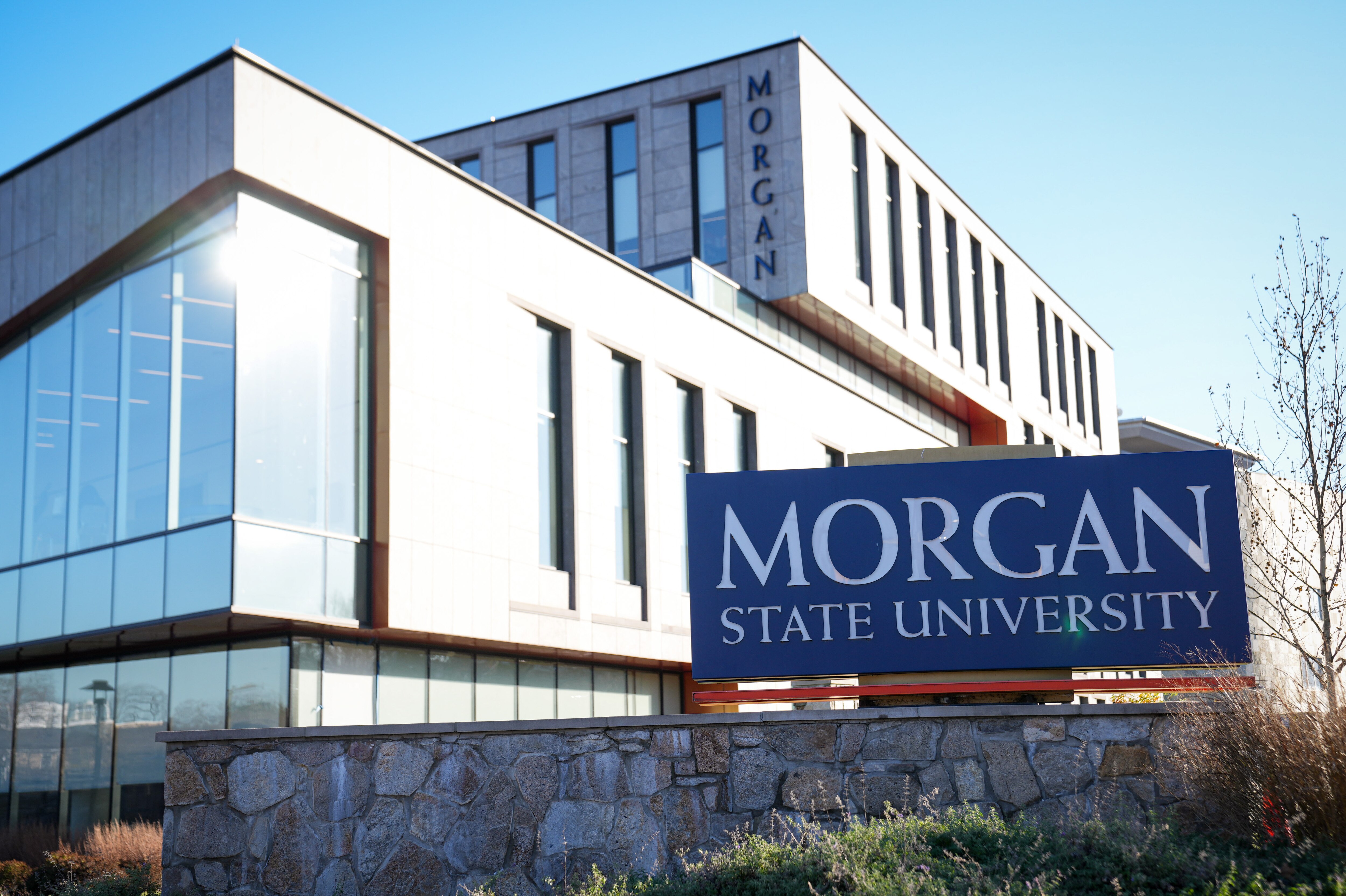 The exterior of Morgan State University’s Tyler Hall on Tuesday, Dec. 12, 2023.
