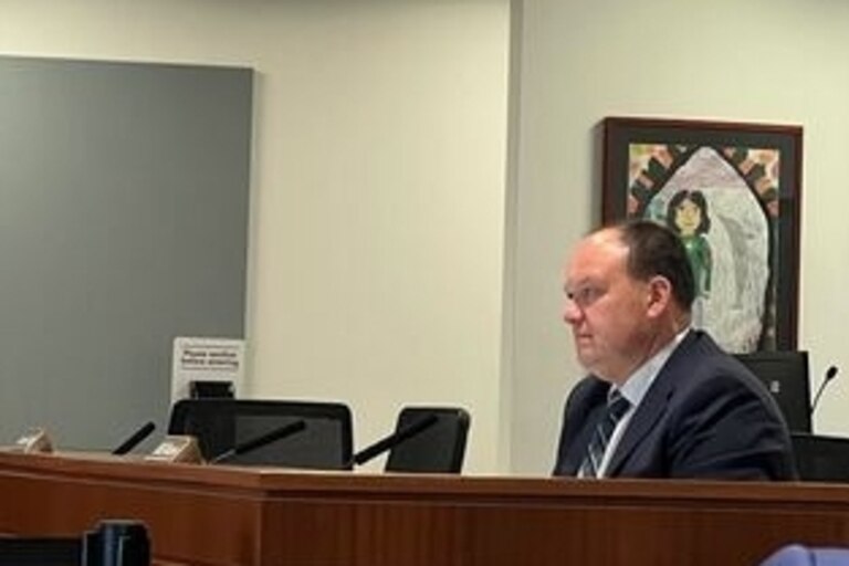 Bill Barnes, acting superintendent of the Howard County public schools system, is shown at a school board meeting on Jan. 18, 2024.