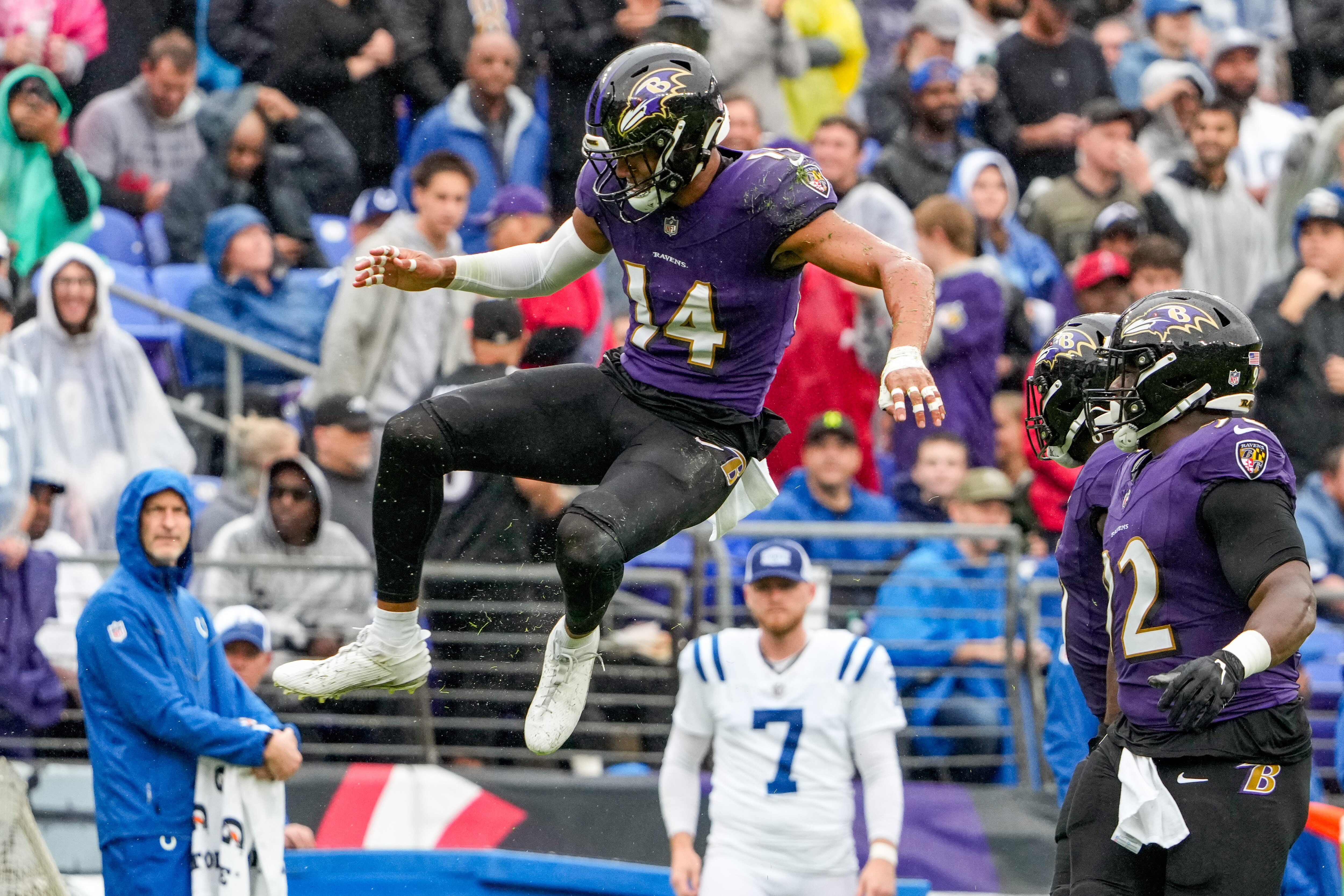 Ravens safety Kyle Hamilton celebrates a sack during the game against the Indianapolis Colts on Sunday.
