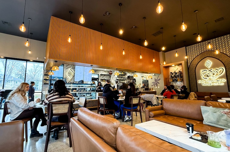 Haraz Coffee House’s new location in Perry Hall marks the Michigan-based chains first foray into Maryland. On the menu are a variety of coffee and espresso drinks as well as pastries like the Dubai chocolate-inspired mosaic cake.