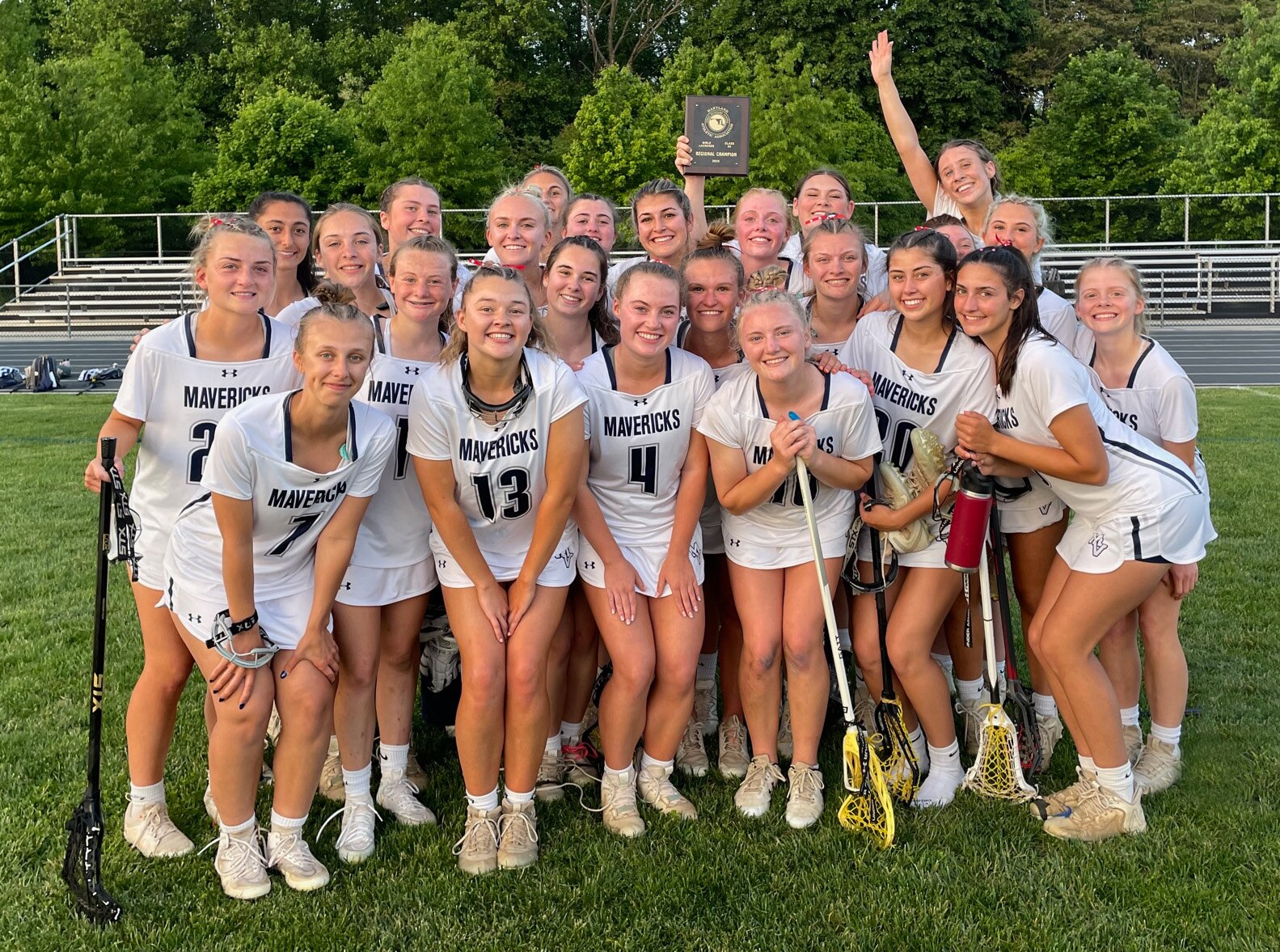 Manchester Valley's No. 6 girls lacrosse team won the Class 2A West Region I championship Monday night, 10-9 in overtime, against No. 7 Glenelg. The Mavericks (16-0) are aiming for their fourth state championship and their first since they won three in a row between 2014 and 2016.