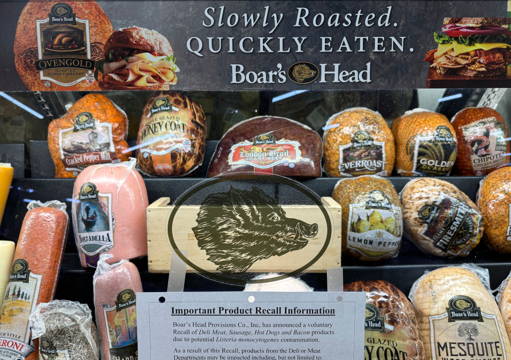 Boar's Head meats are displayed at a Safeway store on July 31, 2024 in San Rafael, California. According to the U.S. Department of Agriculture’s Food Safety and Inspection Service, Boar's Head has expanded its recall of ready-to-eat meat and poultry products to nearly 7 million additional pounds due to a listeria outbreak.