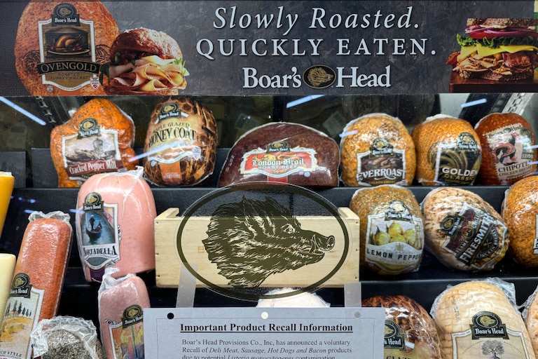 Boar's Head meats are displayed at a Safeway store on July 31, 2024 in San Rafael, California. According to the U.S. Department of Agriculture’s Food Safety and Inspection Service, Boar's Head has expanded its recall of ready-to-eat meat and poultry products to nearly 7 million additional pounds due to a listeria outbreak.