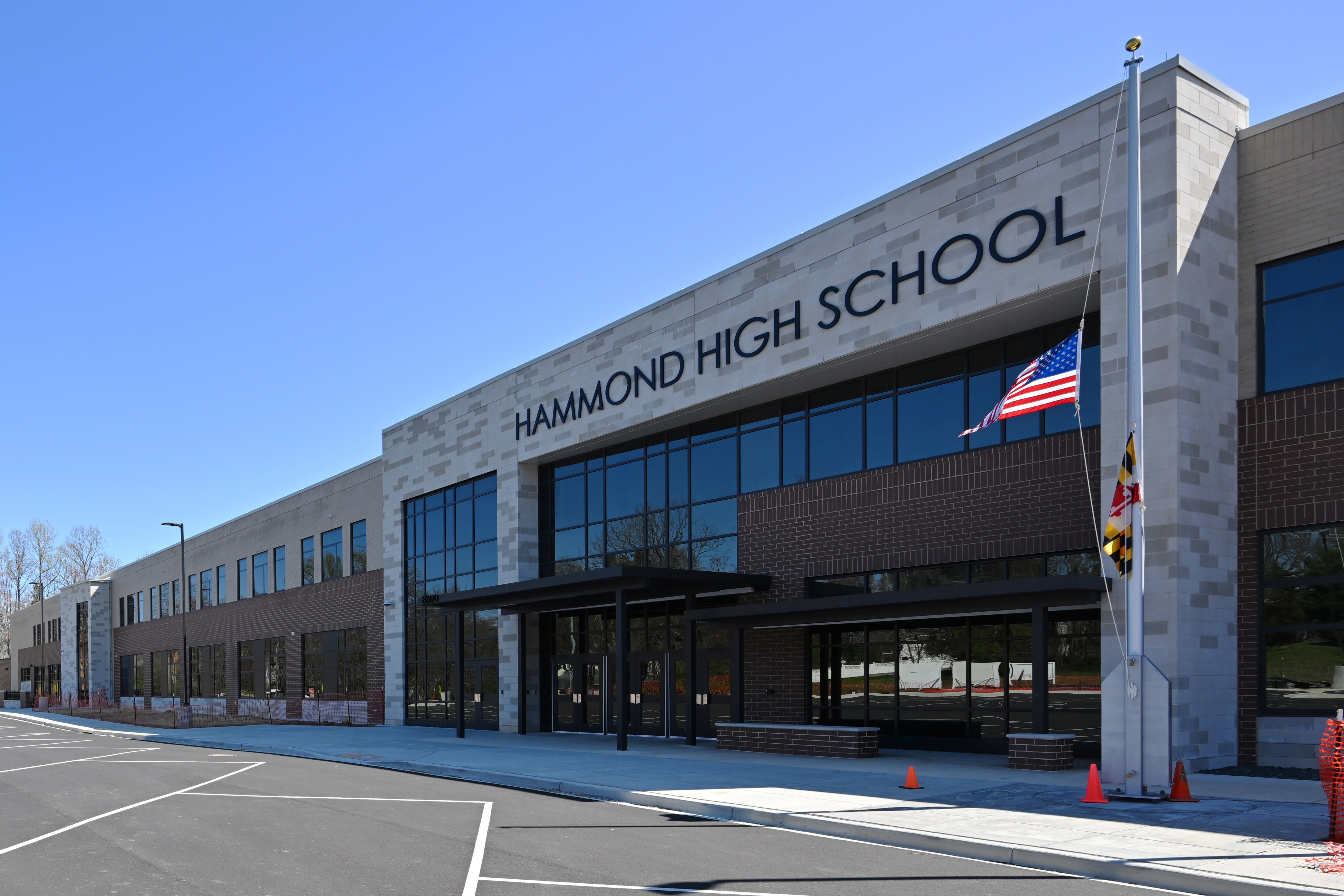 The main entrance to Hammond High School, part of the Howard County Public School System, in 2023.
