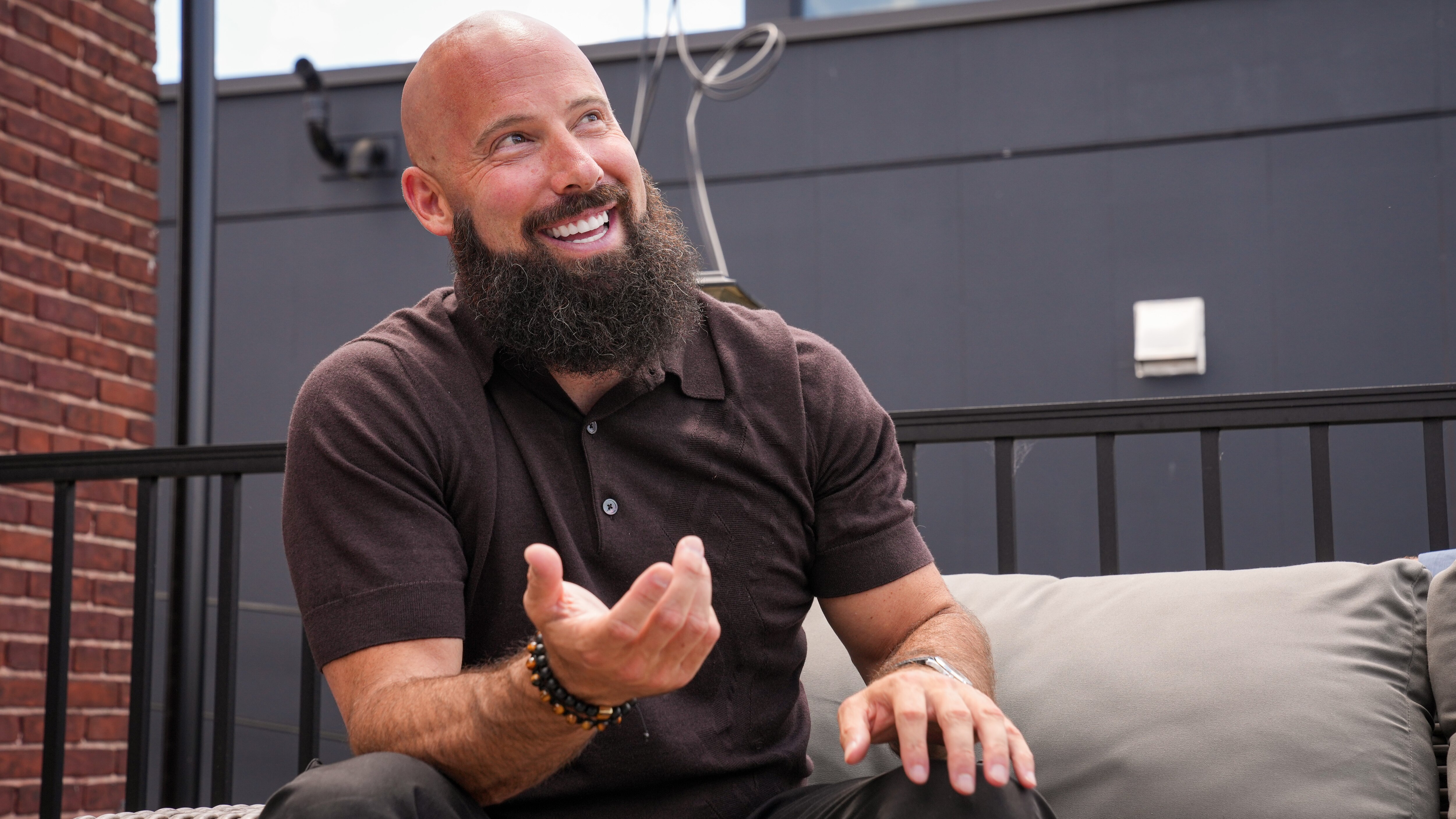 Real estate developer Brandon Chasen is photographed during an interview at his company’s office building in Fells Point on May 30, 2024.