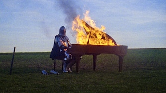 A knight in an accursed and shattered world tempts fate with a mysterious song in Albert Birney's "Gruenfeld," screening at the SNF Parkway on Saturday, May 30, 2026, at 3:30pm as part of the Baker Artist Awardee Shorts block.