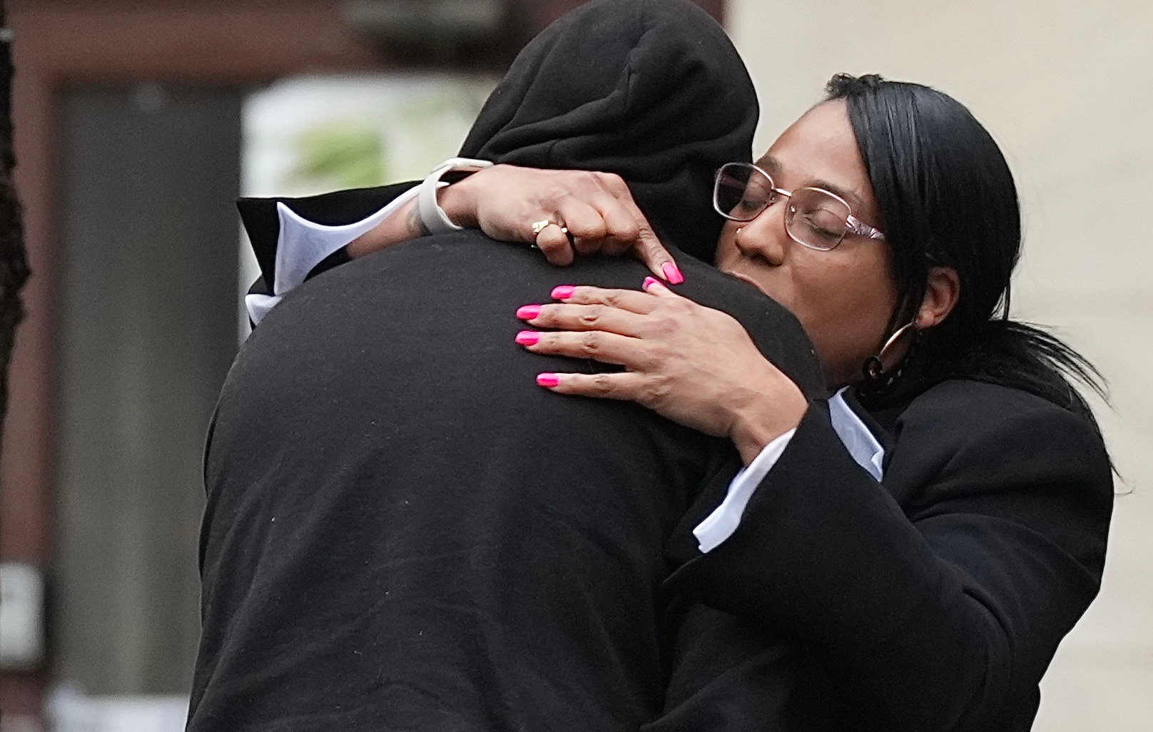 The father, stepmother, and aunt of Deanta Dorsey, a 16-year-old Edmondson-Westside High School student who was killed on Jan. 4 in a mass shooting, and their attorney, Thiru Vignarajah, speak at a press conference on February 17, 2023. Joining the Dorsey family in support is Becky Reynolds, the sister of Timothy Reynolds who was also killed by a teenager last summer after he confronted squeegee workers at the Inner Harbor.
