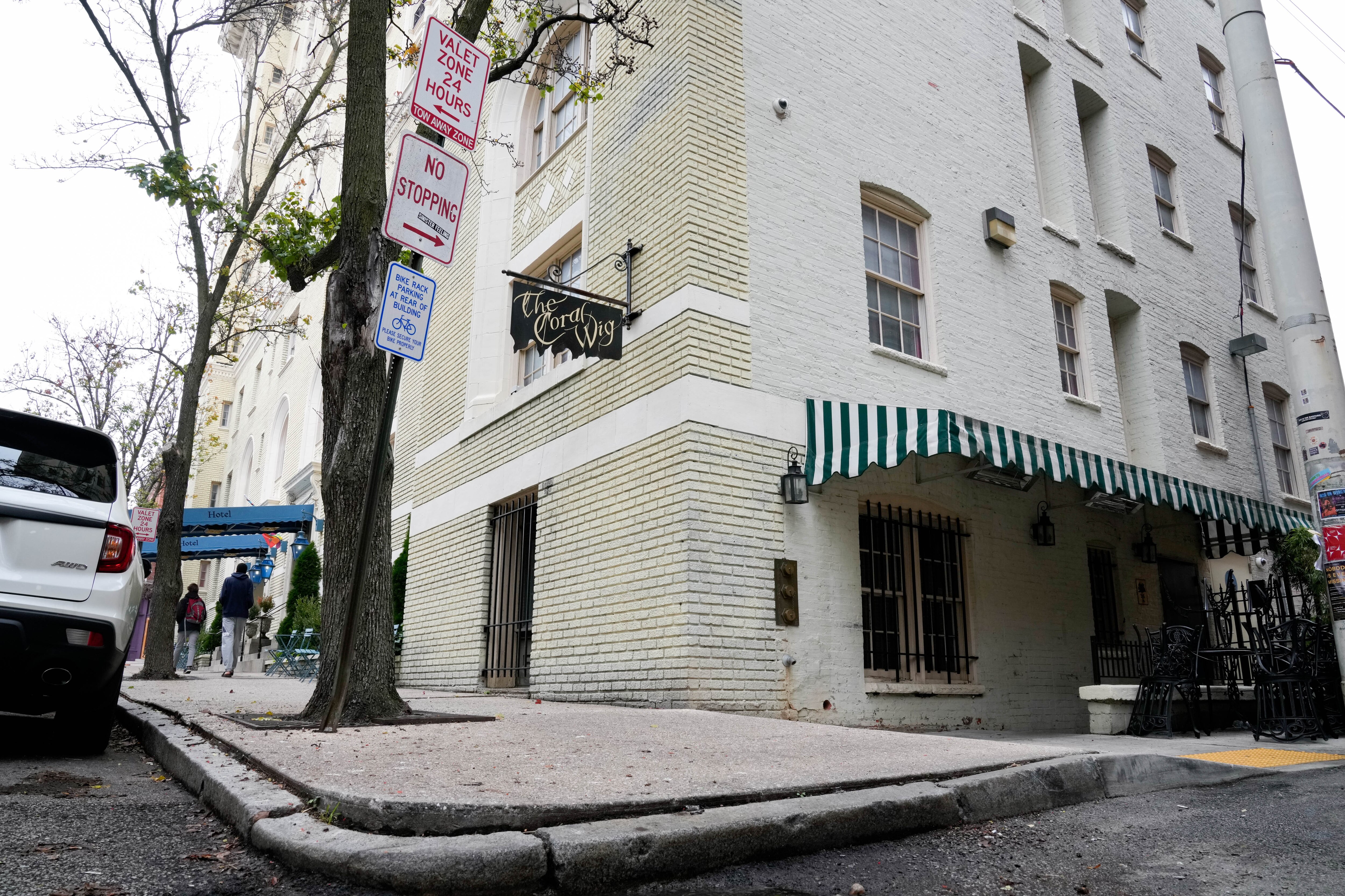 The Coral Wig, located in the alley of Hotel Ulysses in the Mount Vernon neighborhood of Baltimore.