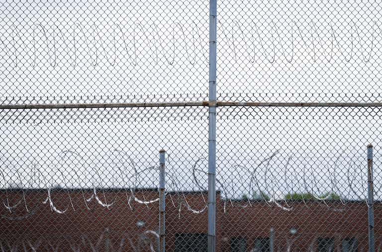 Barbed wire is seen outside the Maryland Correctional Institution in Hagerstown on Wednesday, August 7, 2024.