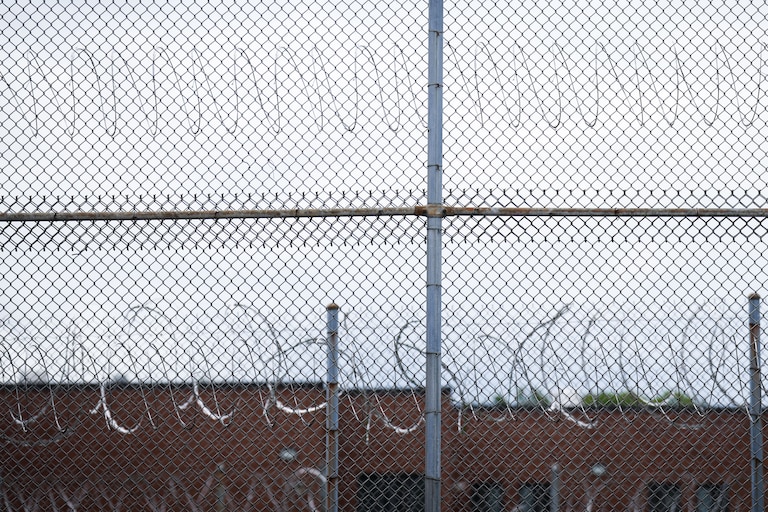 Barbed wire is seen outside the Maryland Correctional Institution in Hagerstown on Wednesday, August 7, 2024.