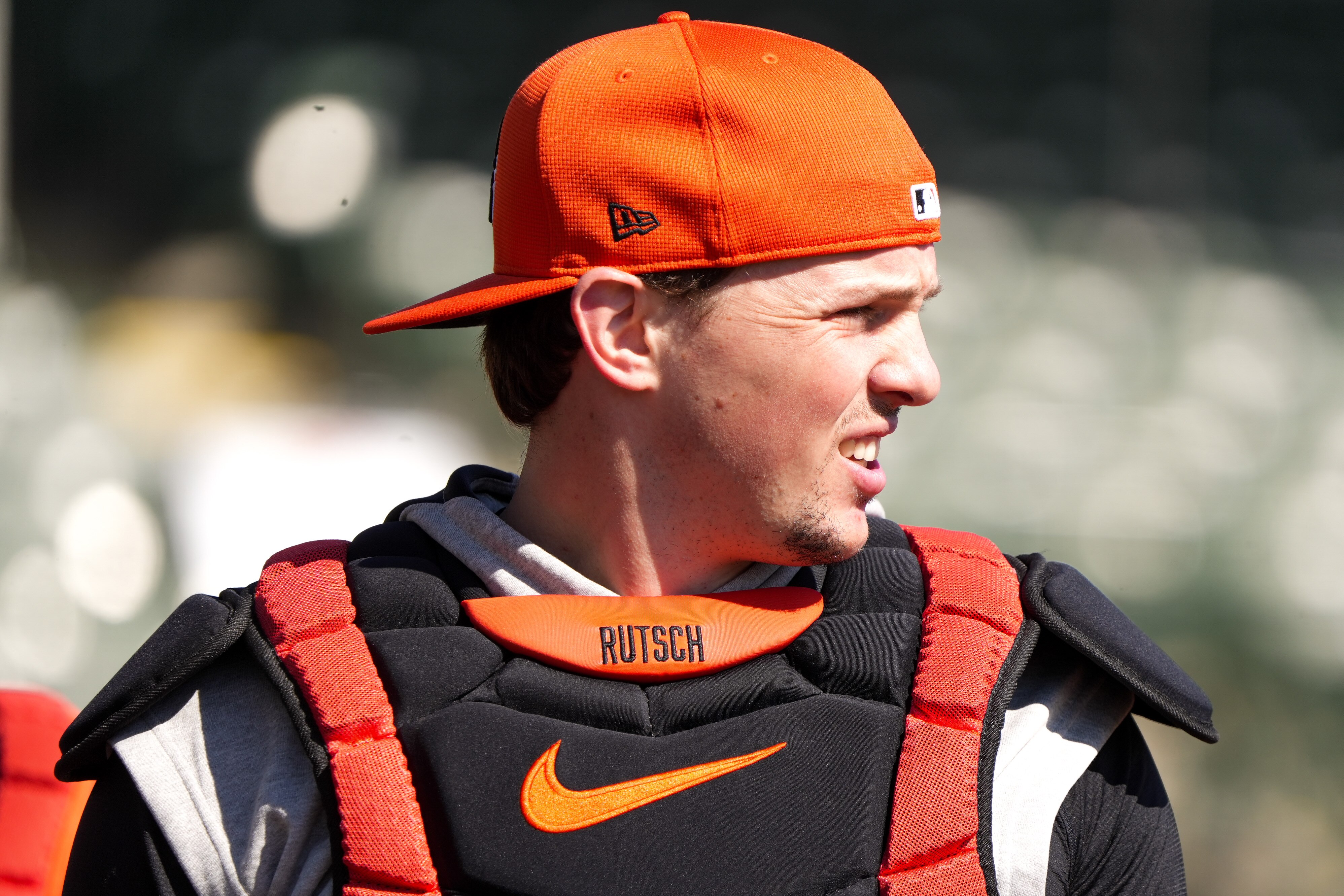 Baltimore Orioles catcher Adley Rutschman (35) takes the field during spring training on Feb. 19.