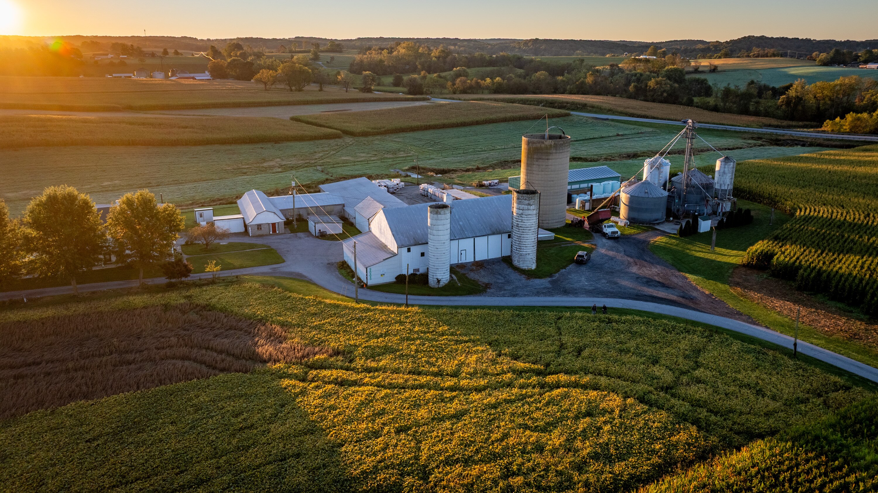 Thursday, Oct. 9, 2025 — Sunrise streams across the soybean and corn fields on David Burrier’s Frederick County farm.