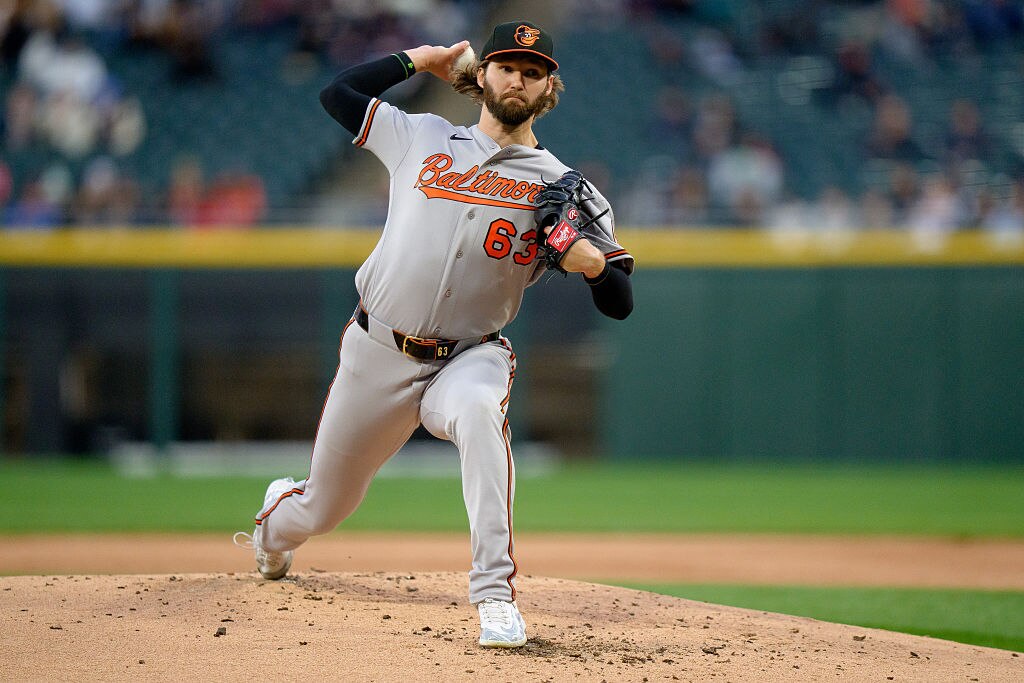 Orioles starter Brandon Young pitches in the first inning against the Chicago White Sox on April 6.