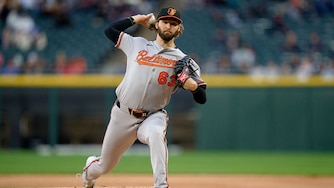 Orioles starter Brandon Young pitches in the first inning against the Chicago White Sox on April 6.