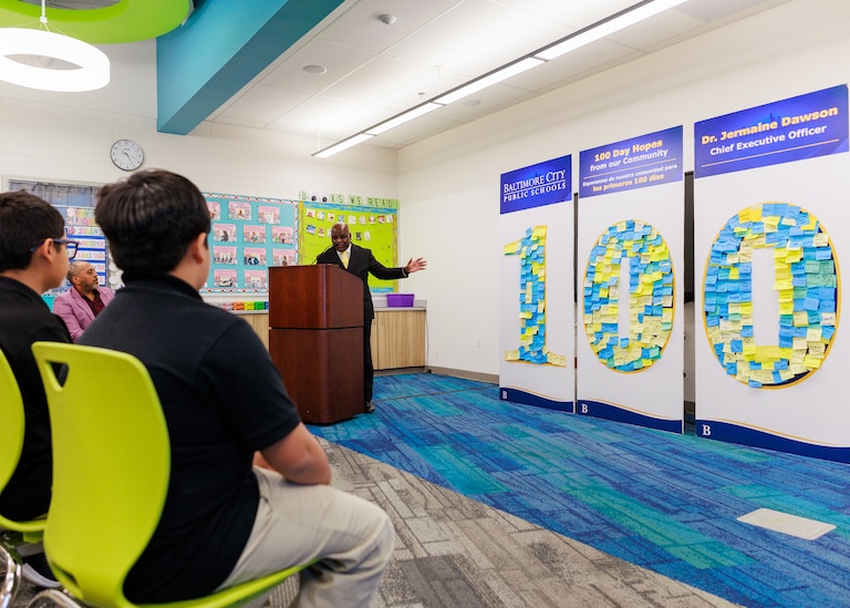 Baltimore City Public Schools CEO Dr. Jermaine Dawson shares what he learned during his First 100 Days Listening and Learning Tour, highlighting the hopes, priorities and shared vision that will help shape the district’s future at Graceland Park/O'Donnell Heights Elementary/Middle School.