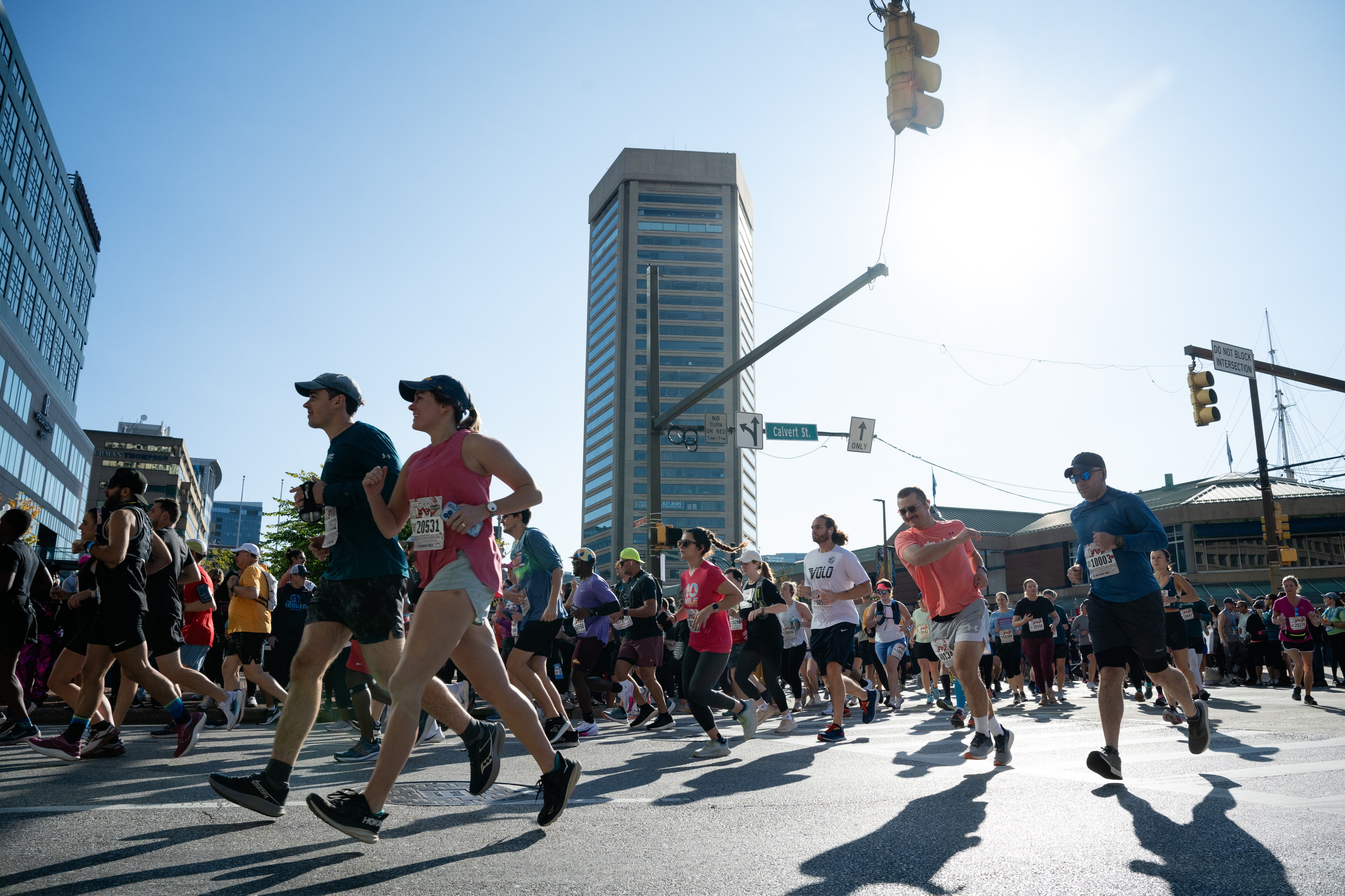 Half Marathon runners at the start of their event during the Baltimore Running Festival on October 19th, 2024 in Baltimore, MD. Eric Thompson for The Baltimore Banner.