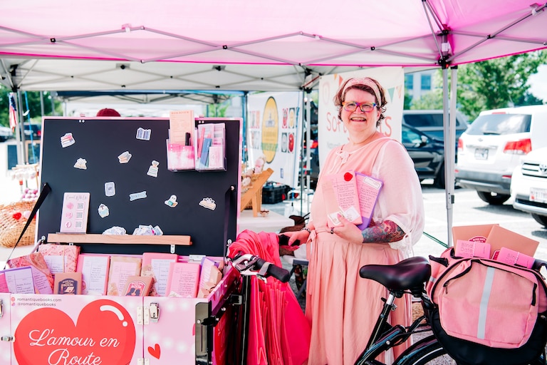 Jeanette Thompson owns Romantique Books, a Montgomery County-based popup romance bookstore.
