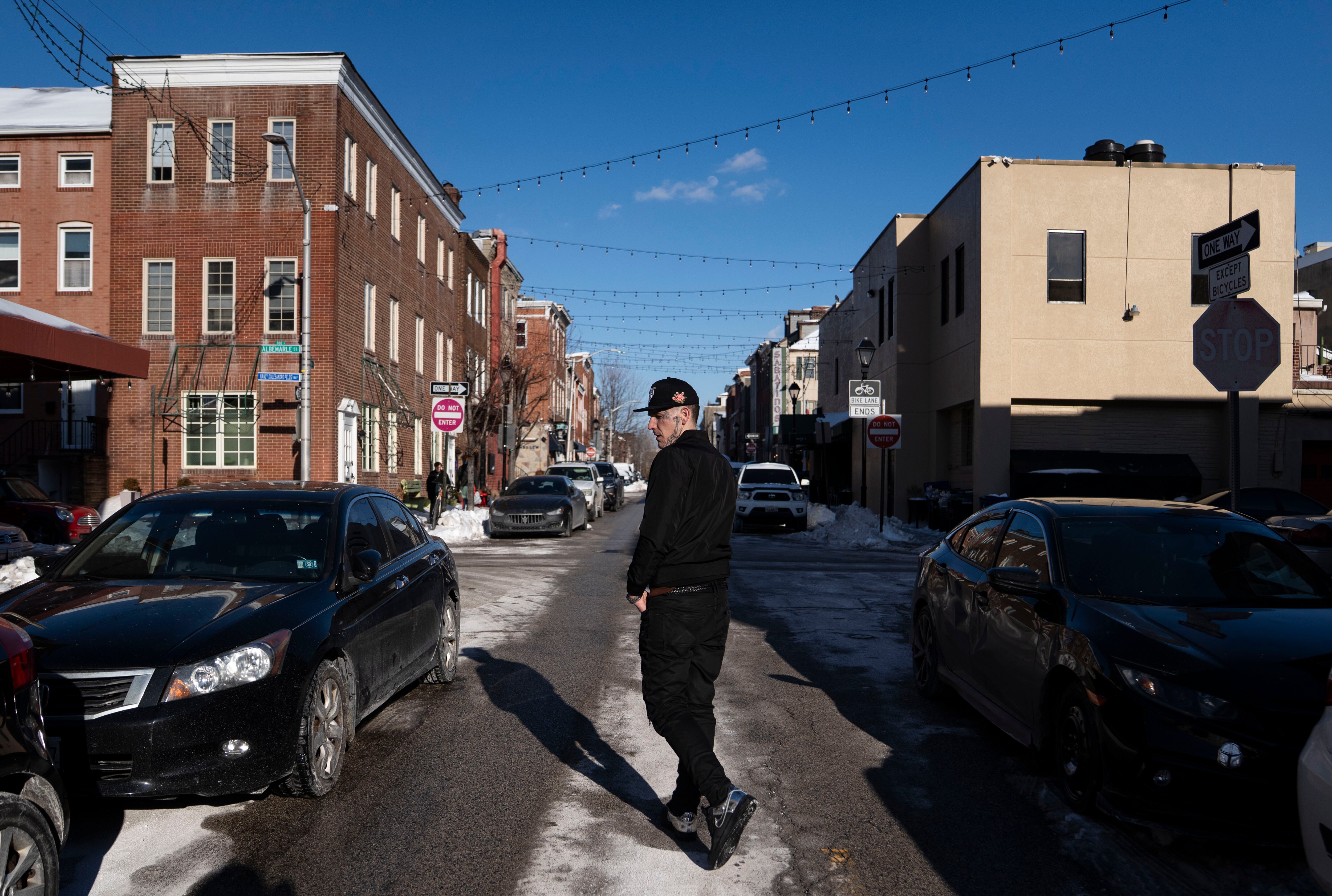 Brandon Powell in the Little Italy neighborhood in Baltimore last month.