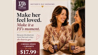 PJ's Coffee owner Yagnesh Mehta used ChatGPT to design a Mother's Day promotion for his cafe, as well as a flyer advertising it.