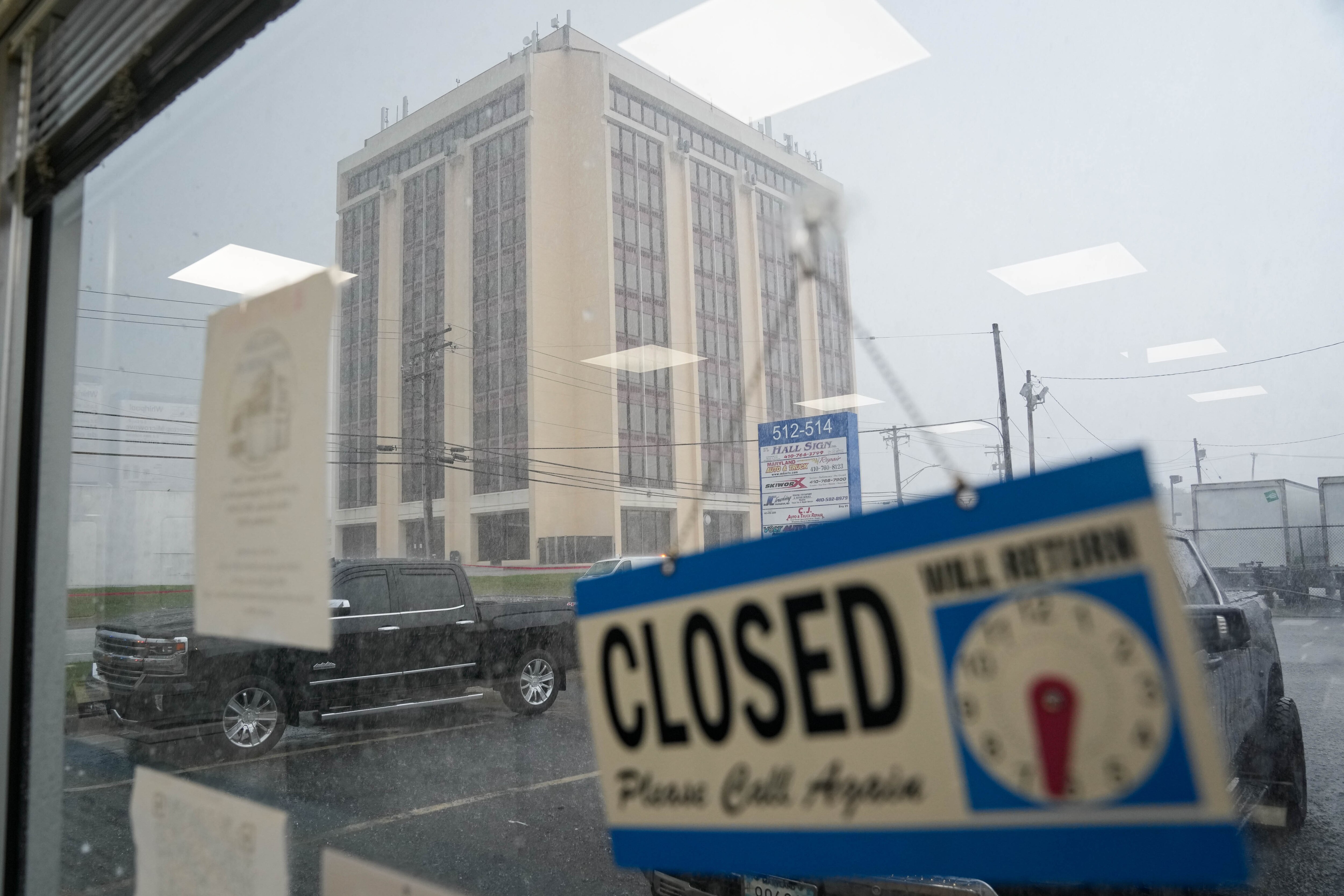 Empire Towers, a 10-story office building, seen from a business across the street after it was evacuated for structural integrity issues in July.