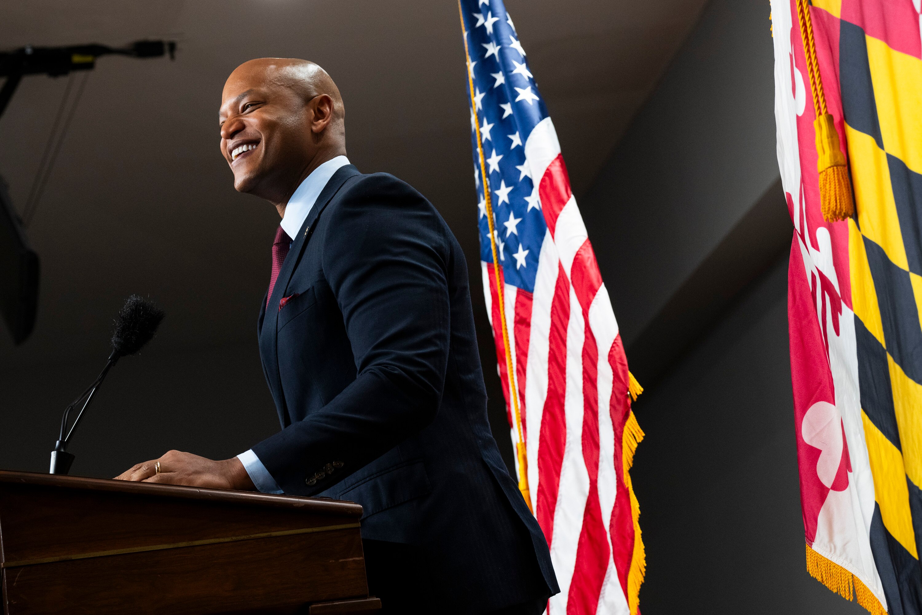 Maryland Gov. Wes Moore announces the ENOUGH Act in Brooklyn in January.