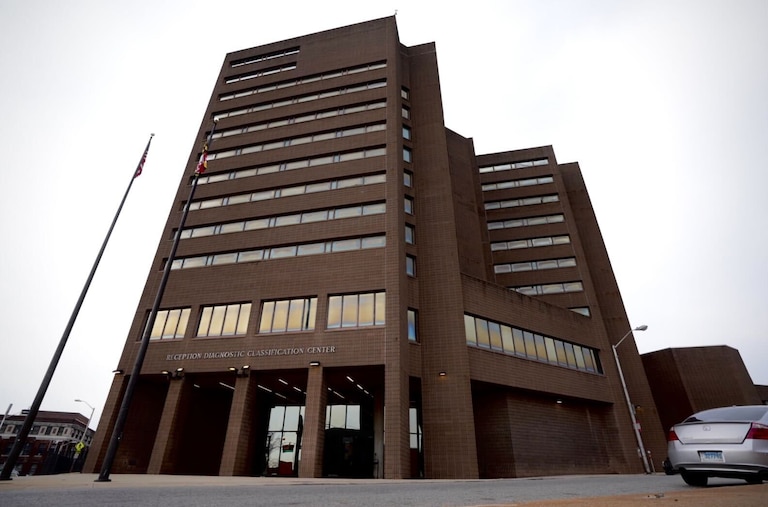 Exterior of the Maryland Reception Diagnostic and Classification Center at 550 E Madison St.