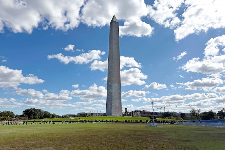 Fans gather at the Washington Monument ahead of Turnstile concert on Saturday.
