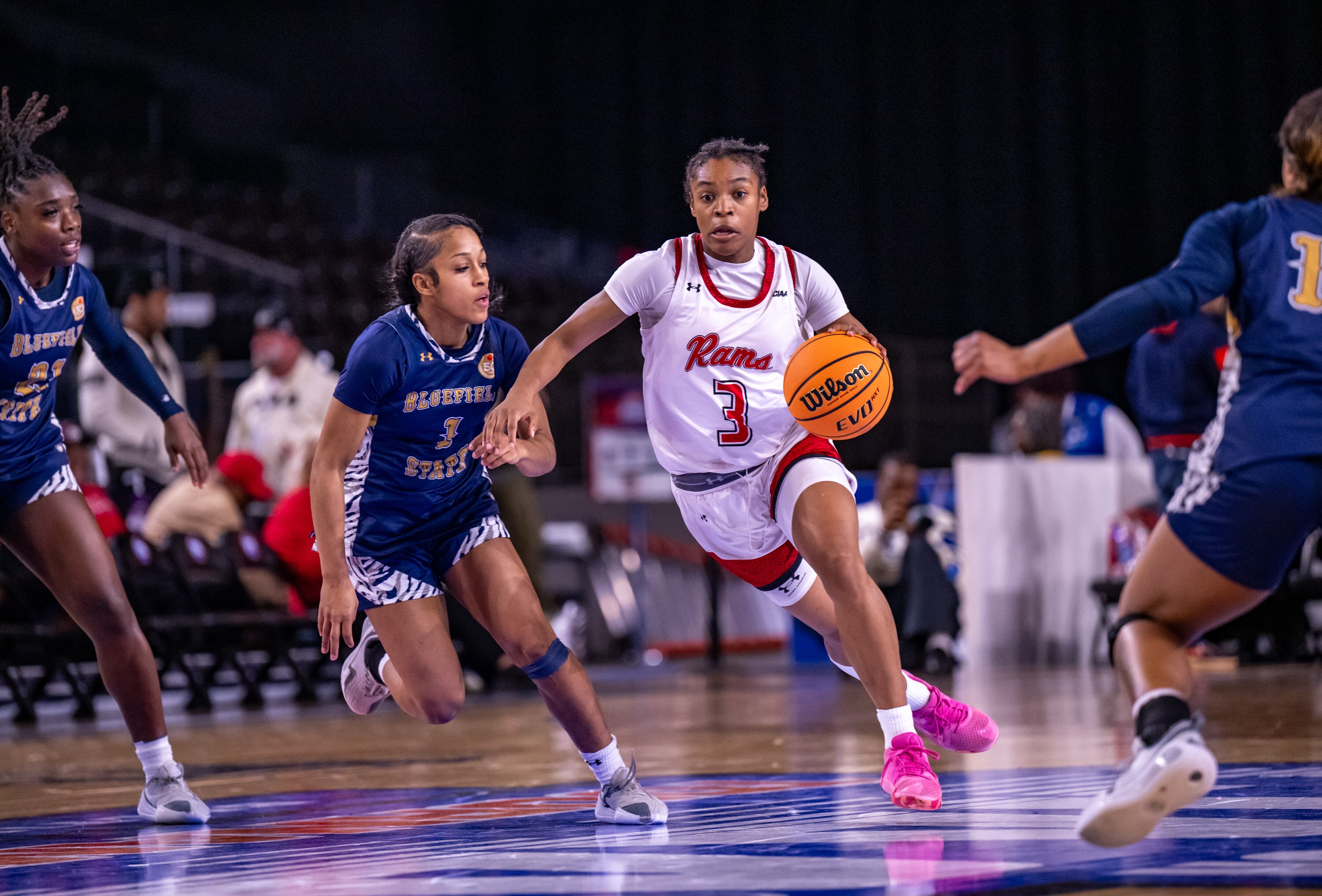 Winston-Salem State University’s Makayla Waleed drives the lane against Bluefield State in the CIAA tournament Wednesday.