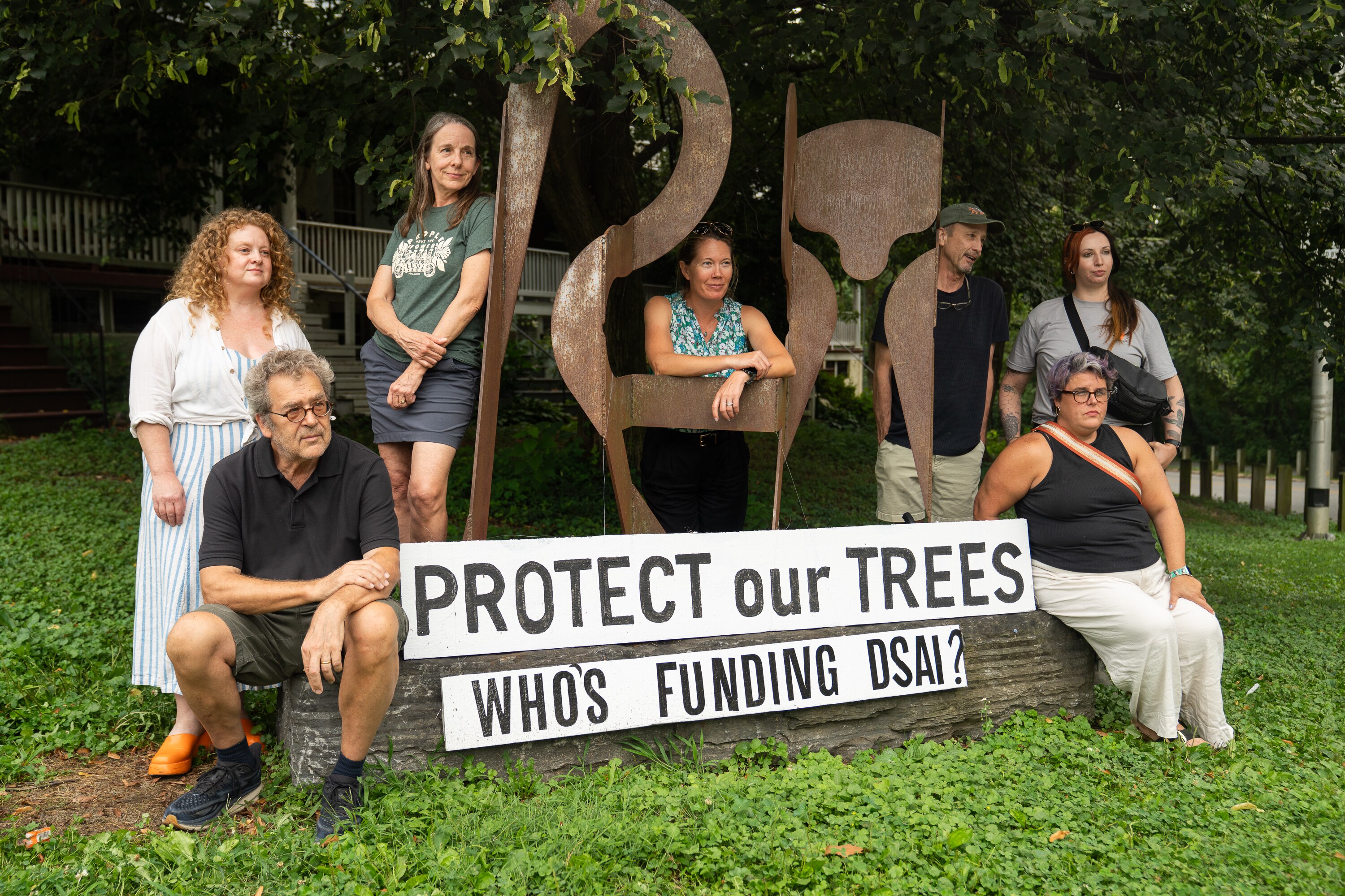 Tuesday, Aug. 5, 2025 — Remington residents gather together to talk about concerns regarding Johns Hopkins University’s plans to remove trees for new construction of a Data Science and Artificial Intelligence Institute. Baltimore City, Md.