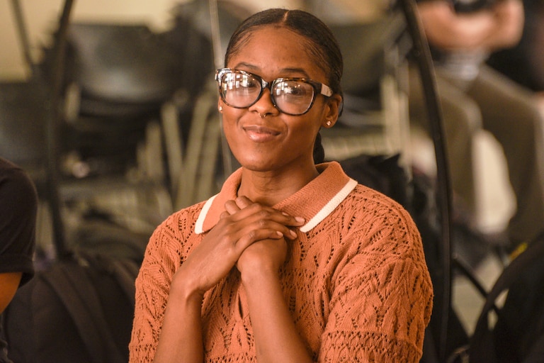 Baltimore School for the Arts alum Moses Ingram returned to her school to chat with current theater students. Ingram is in Baltimore filming Lady in the Lake.