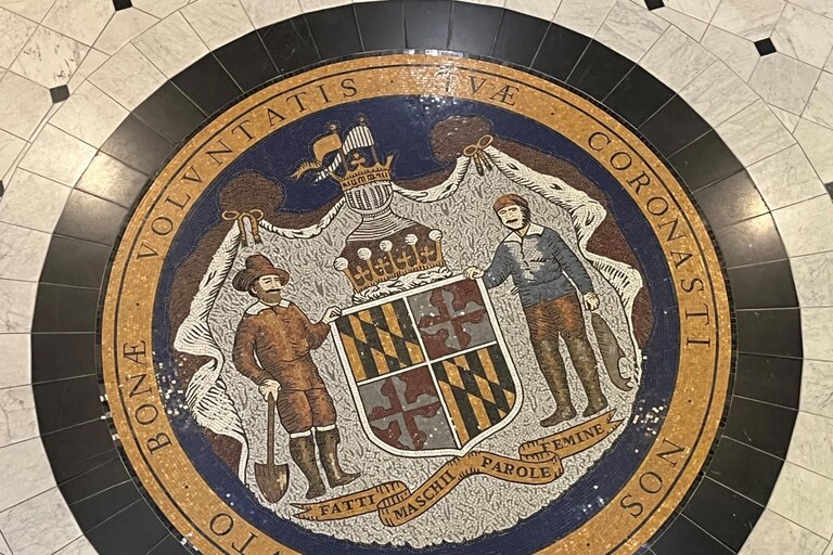 Maryland State Seal in Annapolis, Maryland.
