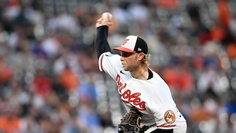 Orioles right-hander Shane Baz in the first inning against the Chicago Cubs.