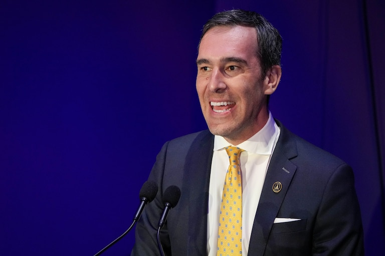 Baltimore City Council President Zeke Cohen delivers remarks during the 2025 State of the City at the France Merrick Performing Arts Center in downtown Baltimore on Monday, April 21, 2025