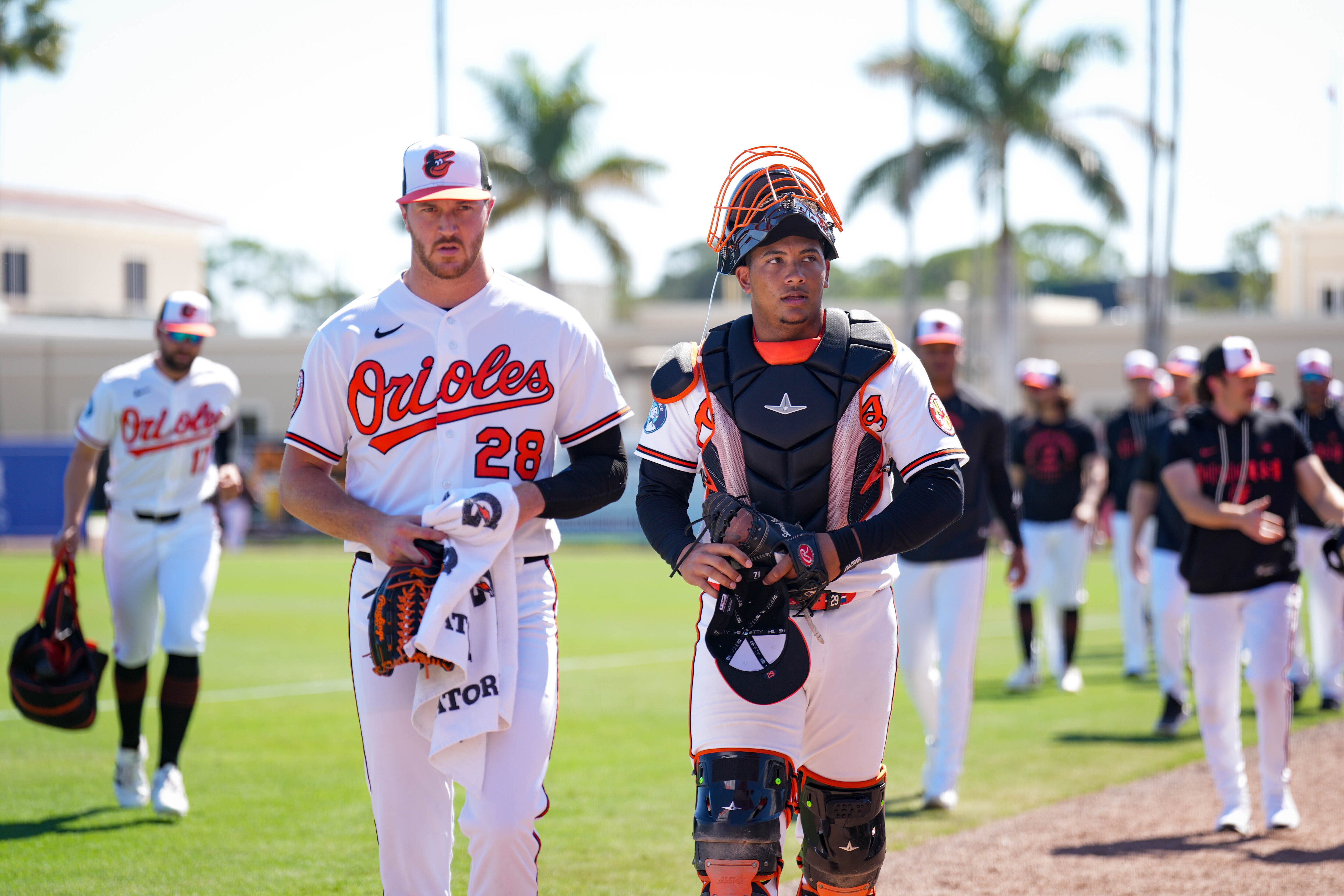 Trevor Rogers, left, has a 2.50 ERA in 86 1/3 innings pitching to Samuel Basallo.