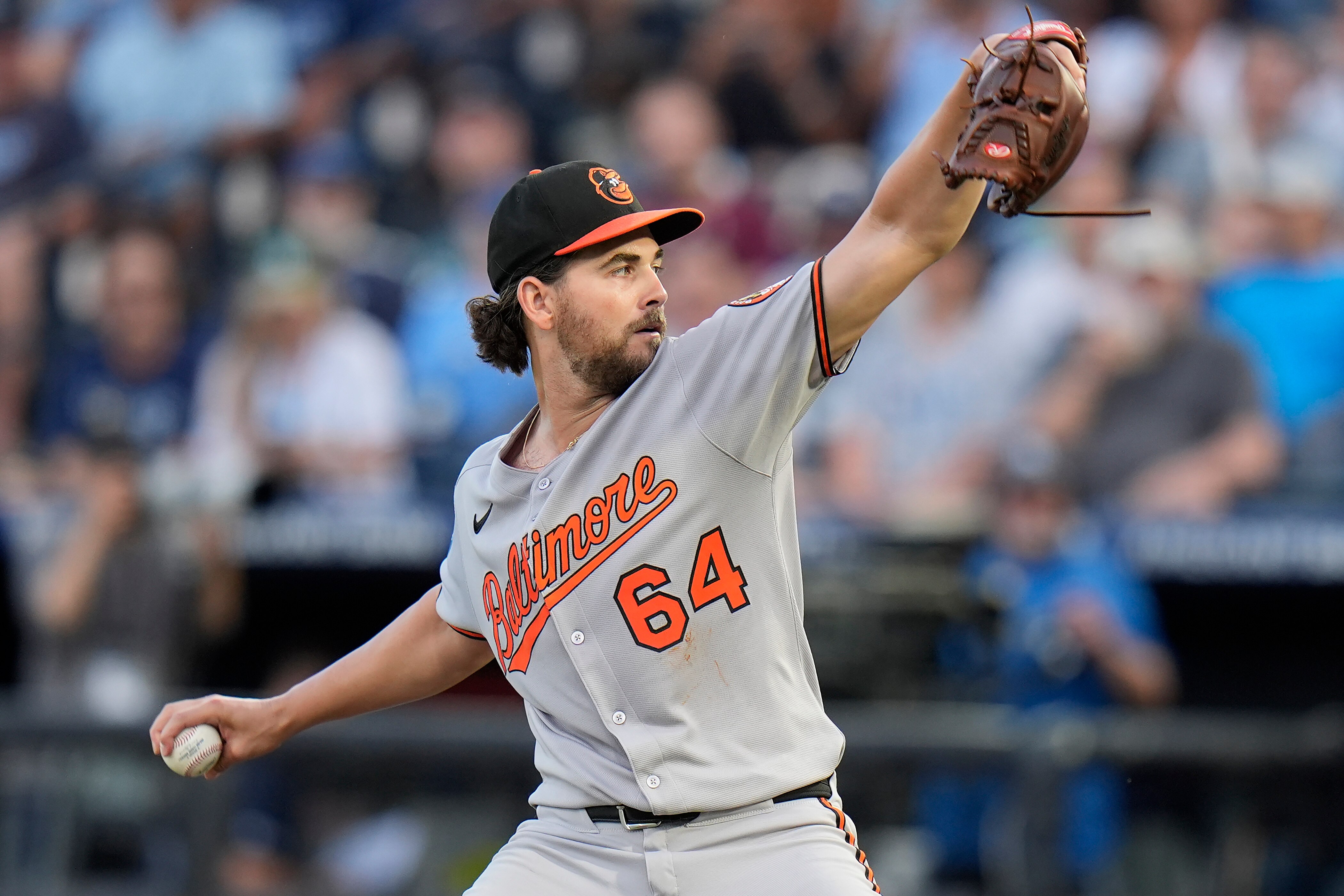 Baltimore Orioles pitcher Dean Kremer delivers to the Tampa Bay Rays during the first inning of a baseball game Tuesday, June 17, 2025, in Tampa, Fla. (AP Photo/Chris O'Meara)