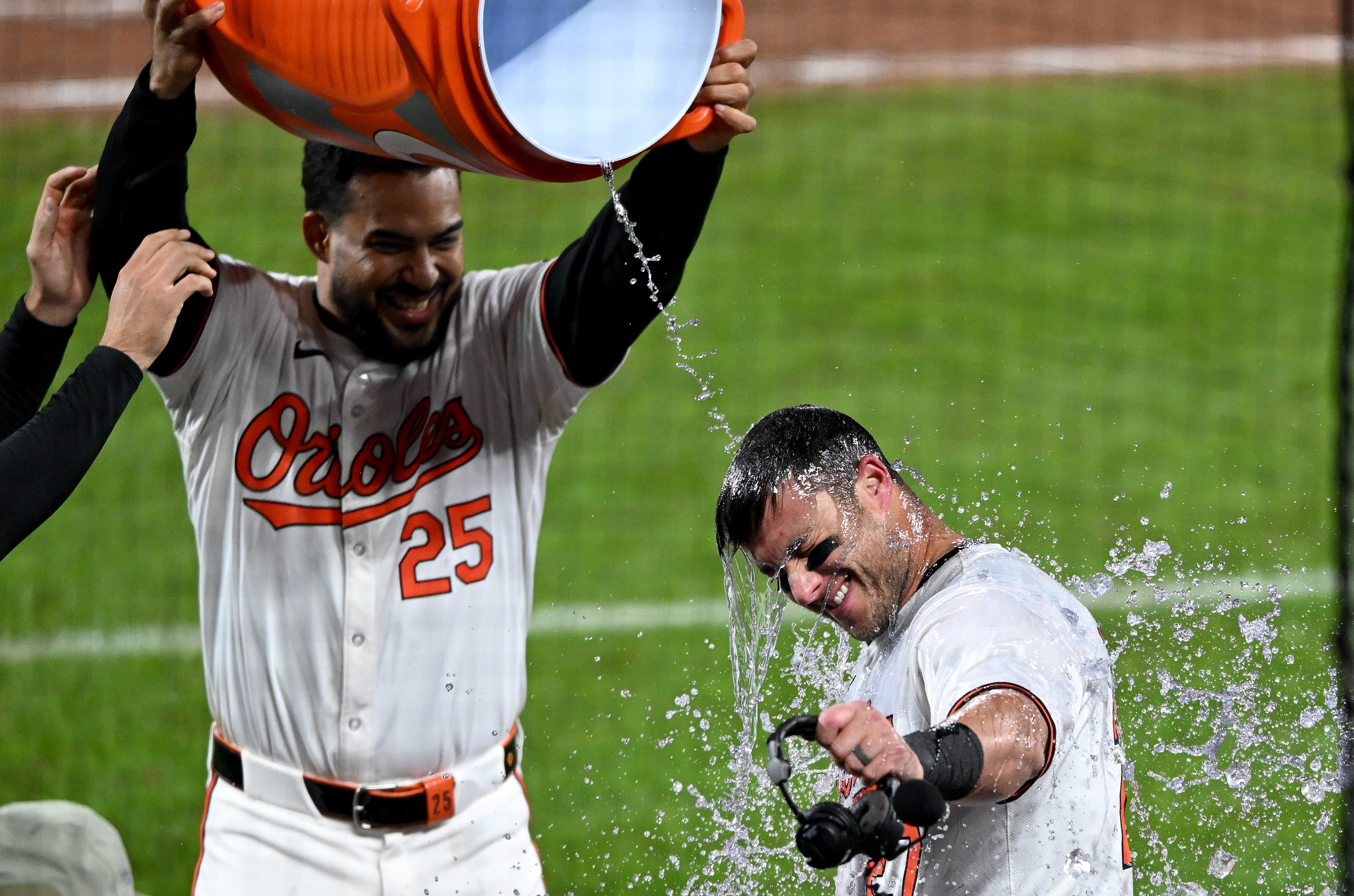 For the Orioles, the day began with rain showers and ended with a Gatorade bath for James McCann, courtesy of Anthony Santander.