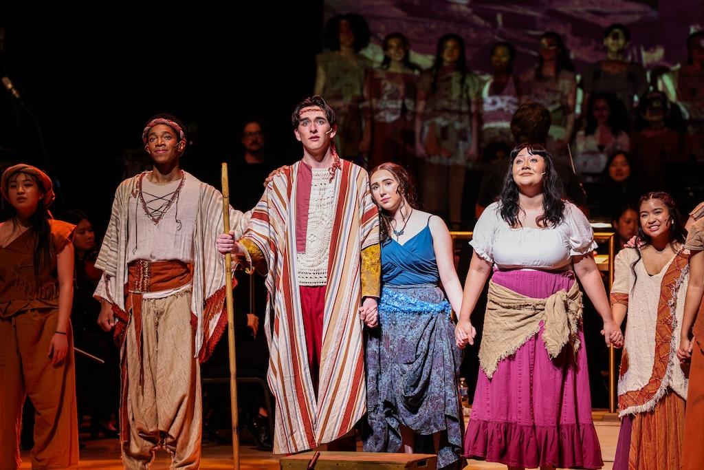 Students from Young Artists of America perform during a dress rehearsal of The Prince of Egypt at Strathmore Music Center in Silver Spring, Md. Stephen Schwartz, the acclaimed Broadway composer behind the musical, worked with the students.