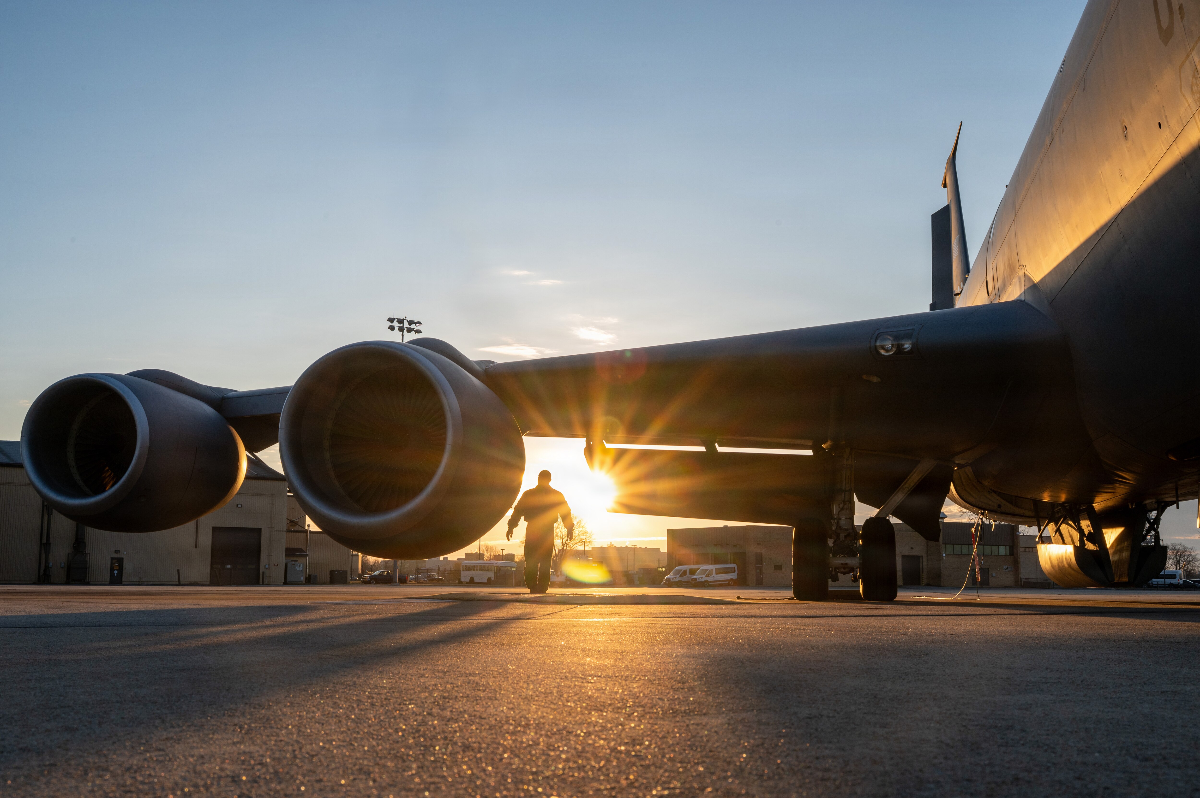 U.S. Air Force Lt. Col. Frank Gilliard, a pilot with the 459th Air Refueling Wing, Maryland, executes exterior preflight checks of a KC-135 Stratotanker on the flightline of Joint Base Andrews December 18, 2025. Joint Base Andrews has evolved from its 1940s origins supporting early fighter aircraft to a modern airfield hosting nationally significant assets like Air Force One and the F-16, earning its reputation as “America’s Airfield.”
