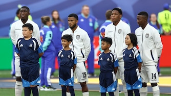 Members of the DCFC U10 boy’s team accompany Cote D’Ivoire onto the field ahead of its Group A World Cup fixture against Ecuador. The club was one of 32 local community partners selected by Common Goal to participate in World walkouts.