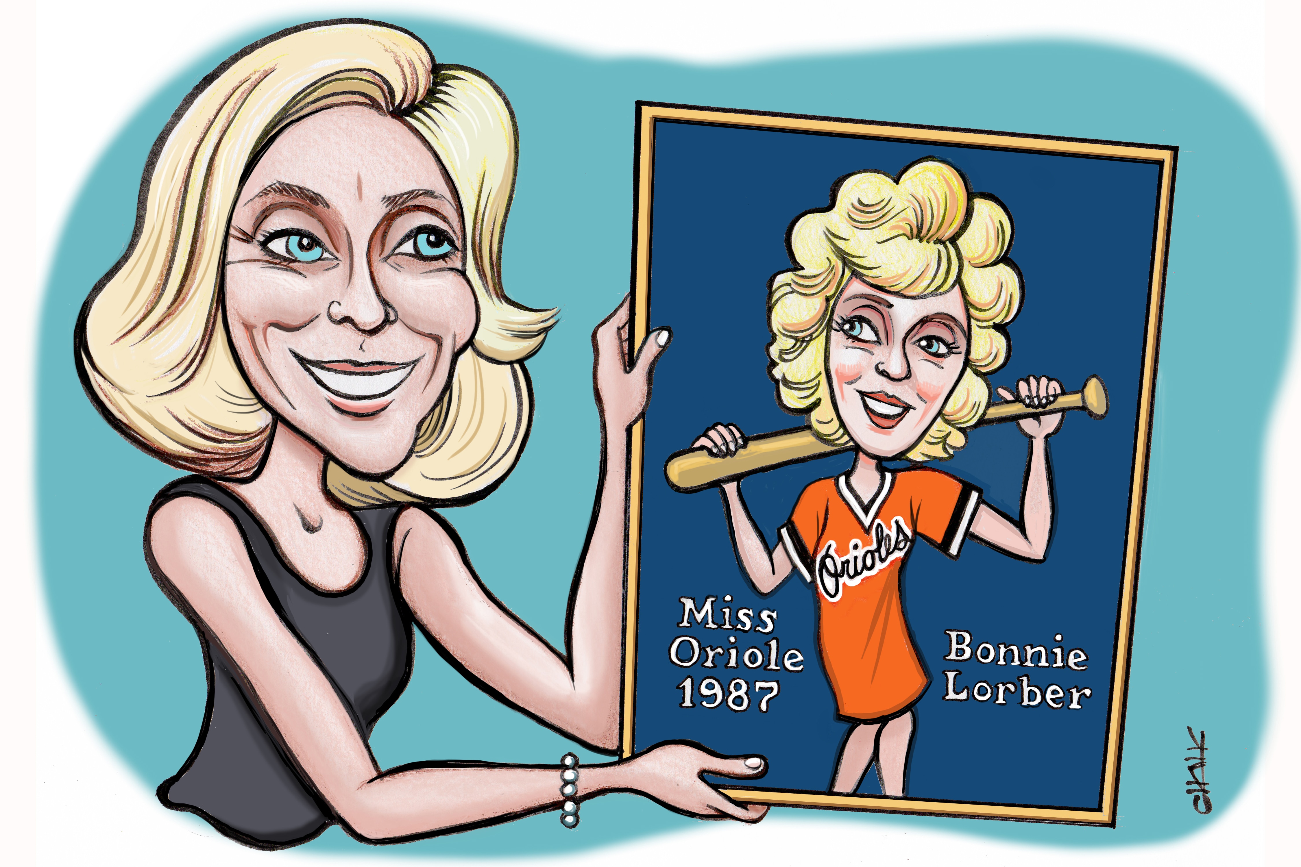 An illustration of former Miss Oriole Bonnie Habyan.